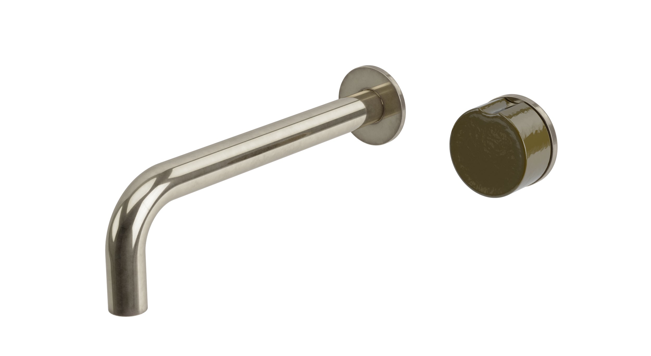 Foundry One Handle Wall Mount 7.5" Lavatory Faucet with Groove Ceramic Knob Handle in French Nickel