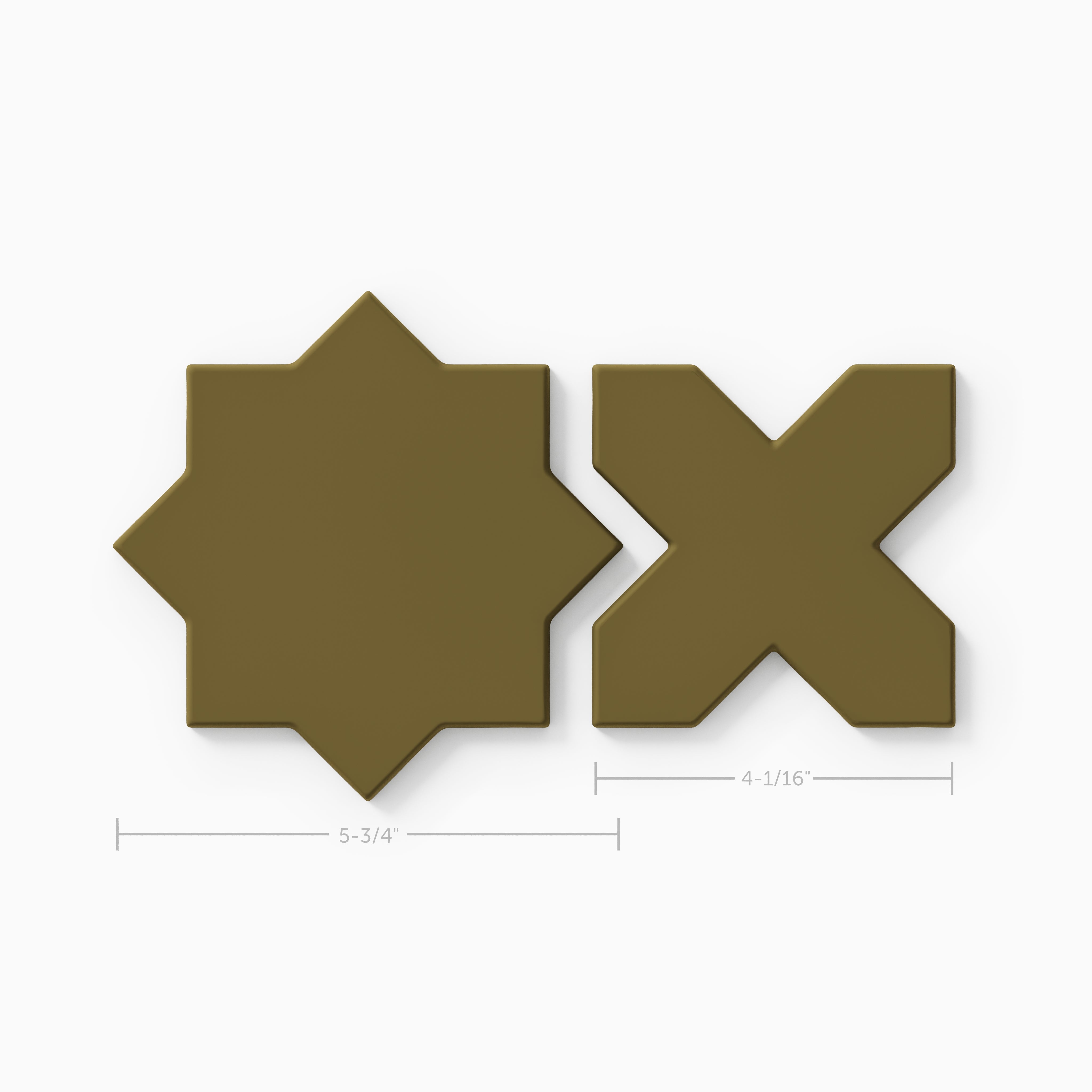 Mini Star & Cross Original Ceramic Tile in Chaparral Matte