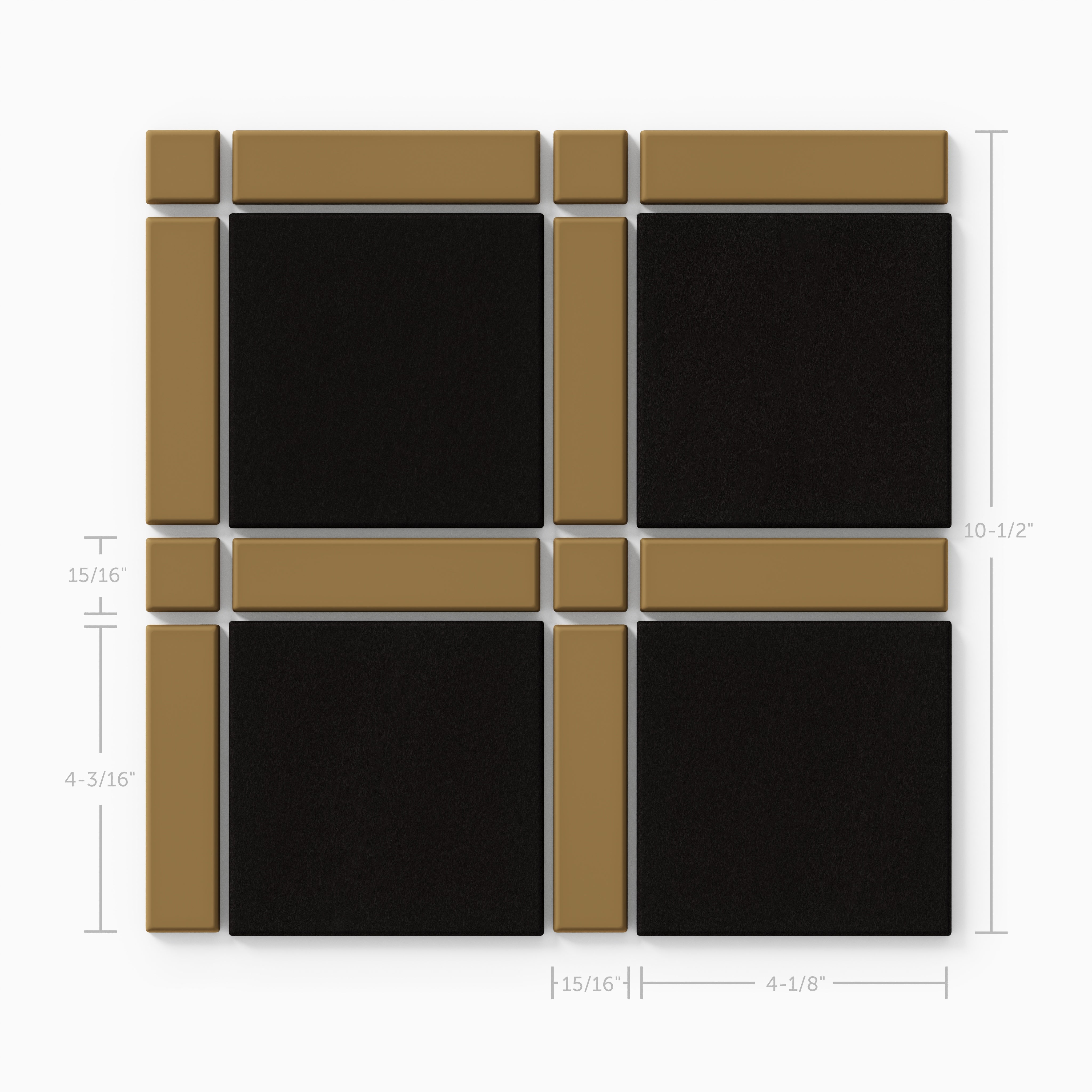 Lattice Sheeted Original Ceramic Tile in Chaparral Matte & Raven Matte