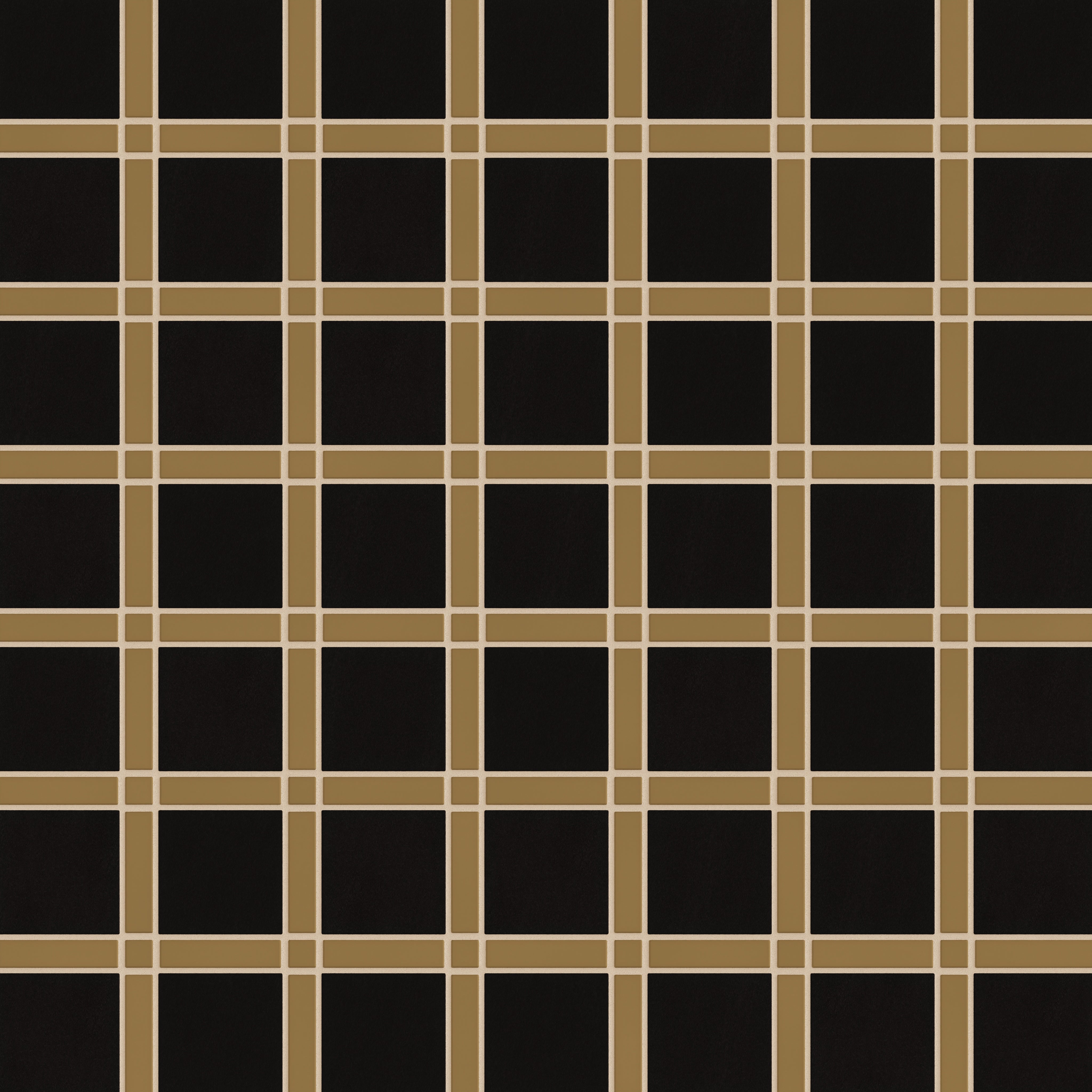 Lattice Sheeted Original Ceramic Tile in Chaparral Matte & Raven Matte