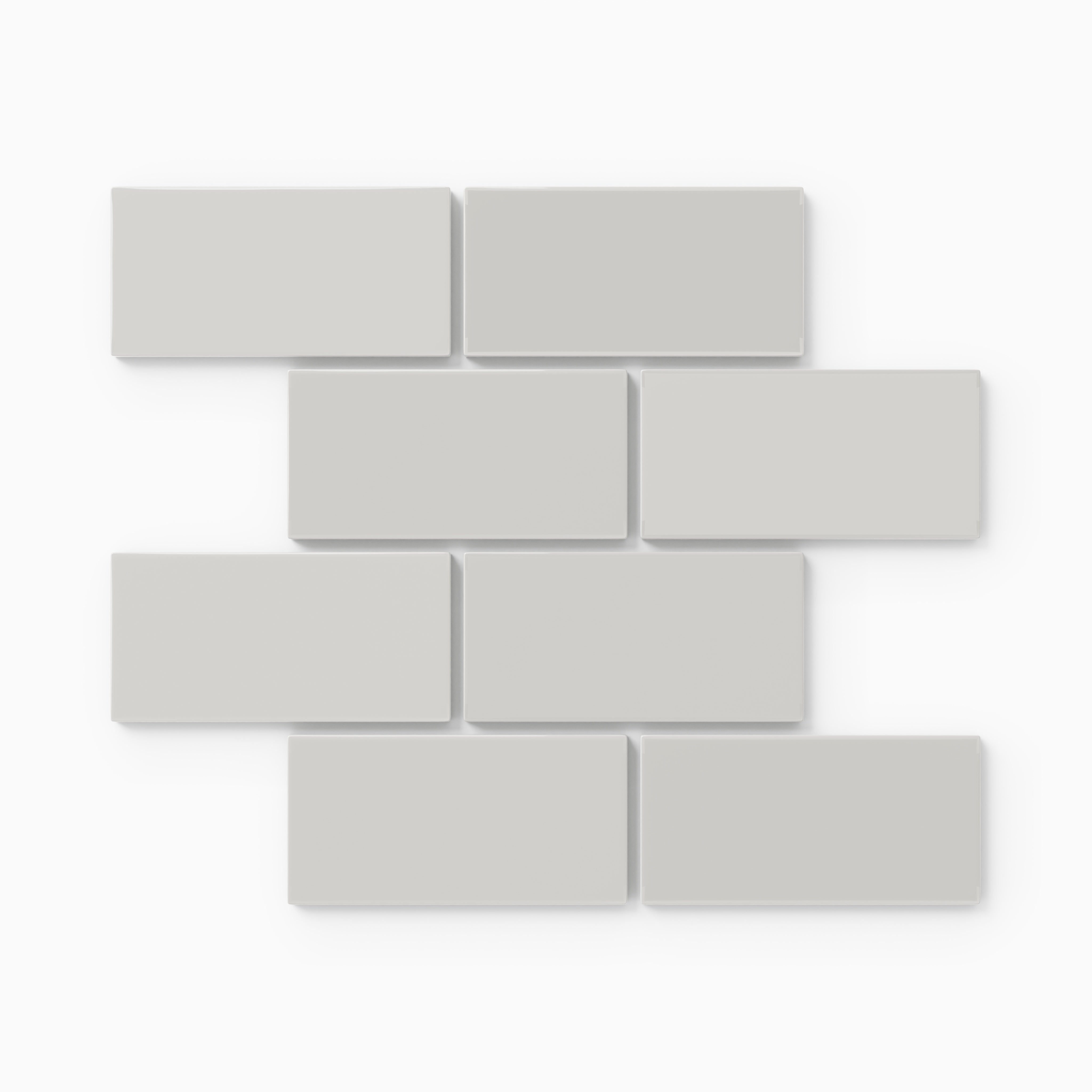 2x4 Half Offset Sheeted Natural Press Ceramic Mosaic Tile in Cloud Cover Gloss