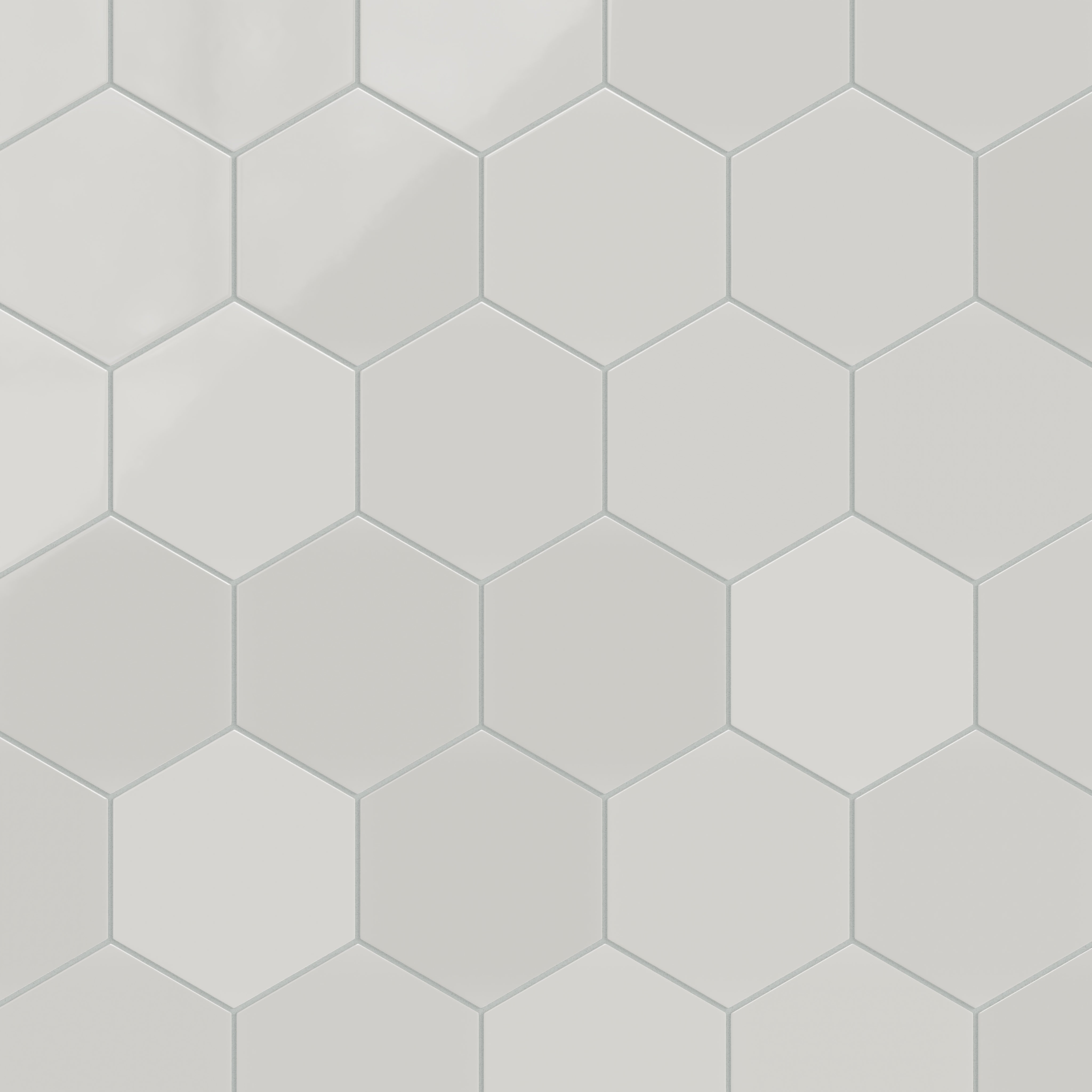 8" Hexagon Natural Press Ceramic Tile in Cloud Cover Gloss