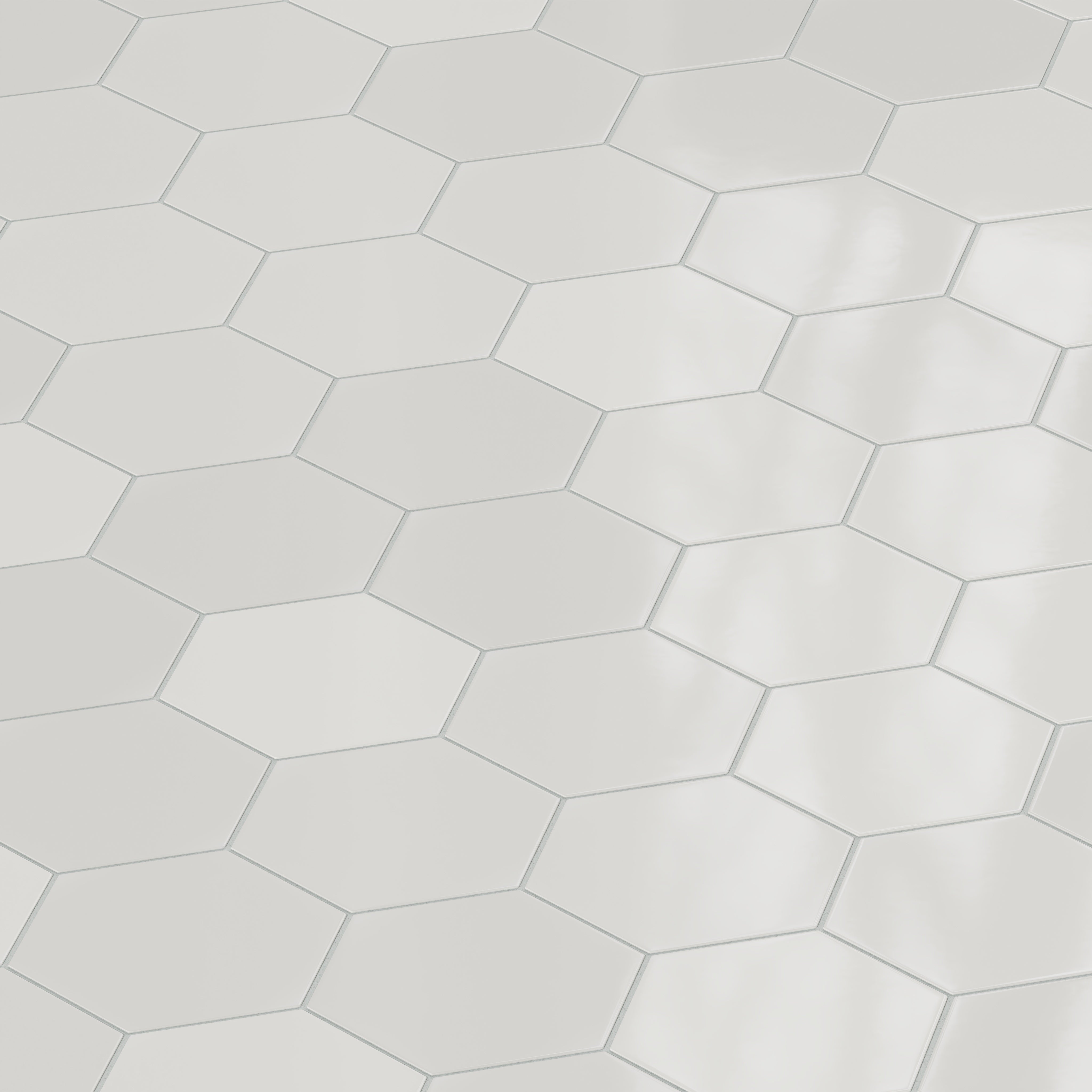 8" Hexagon Natural Press Ceramic Tile in Cloud Cover Gloss