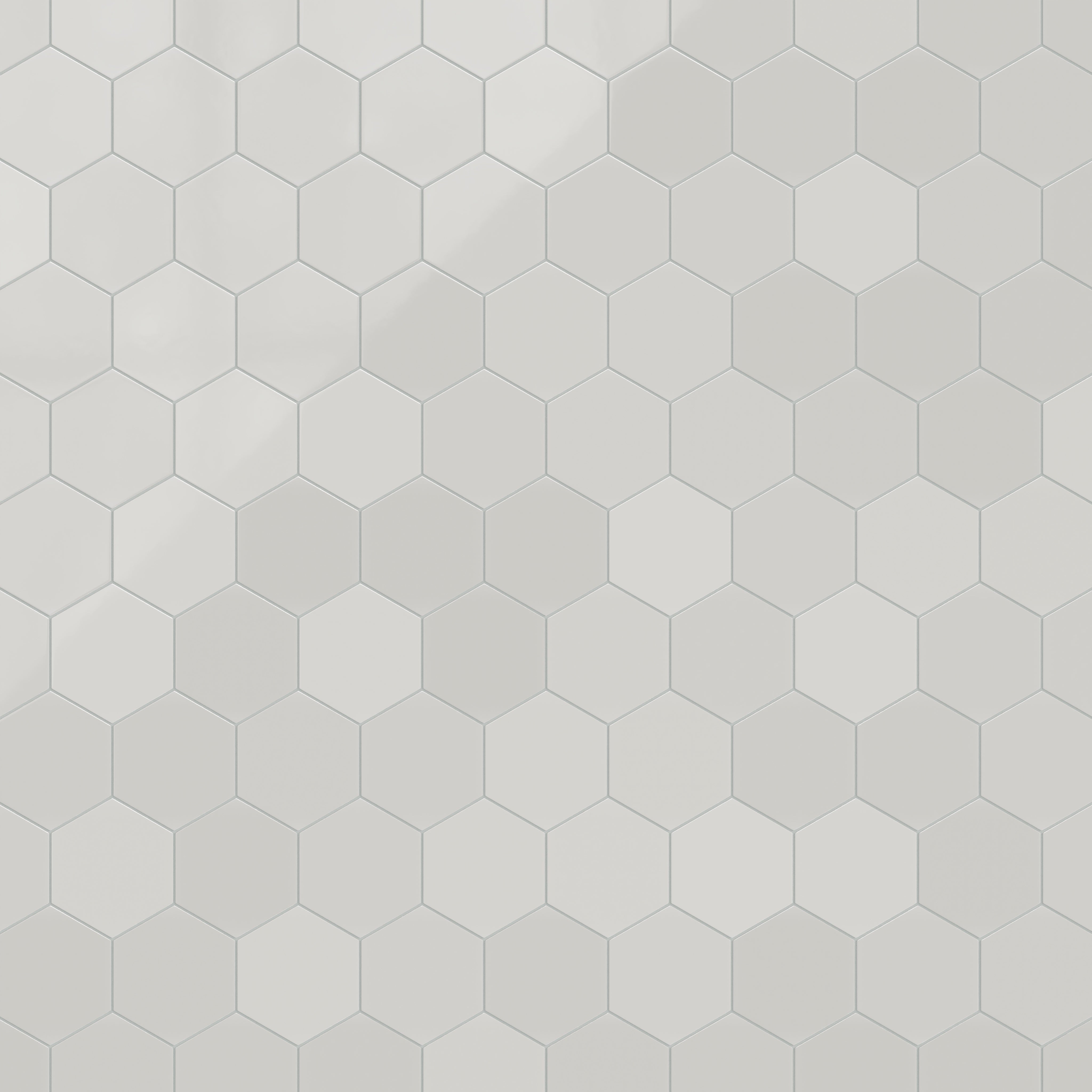 8" Hexagon Natural Press Ceramic Tile in Cloud Cover Gloss