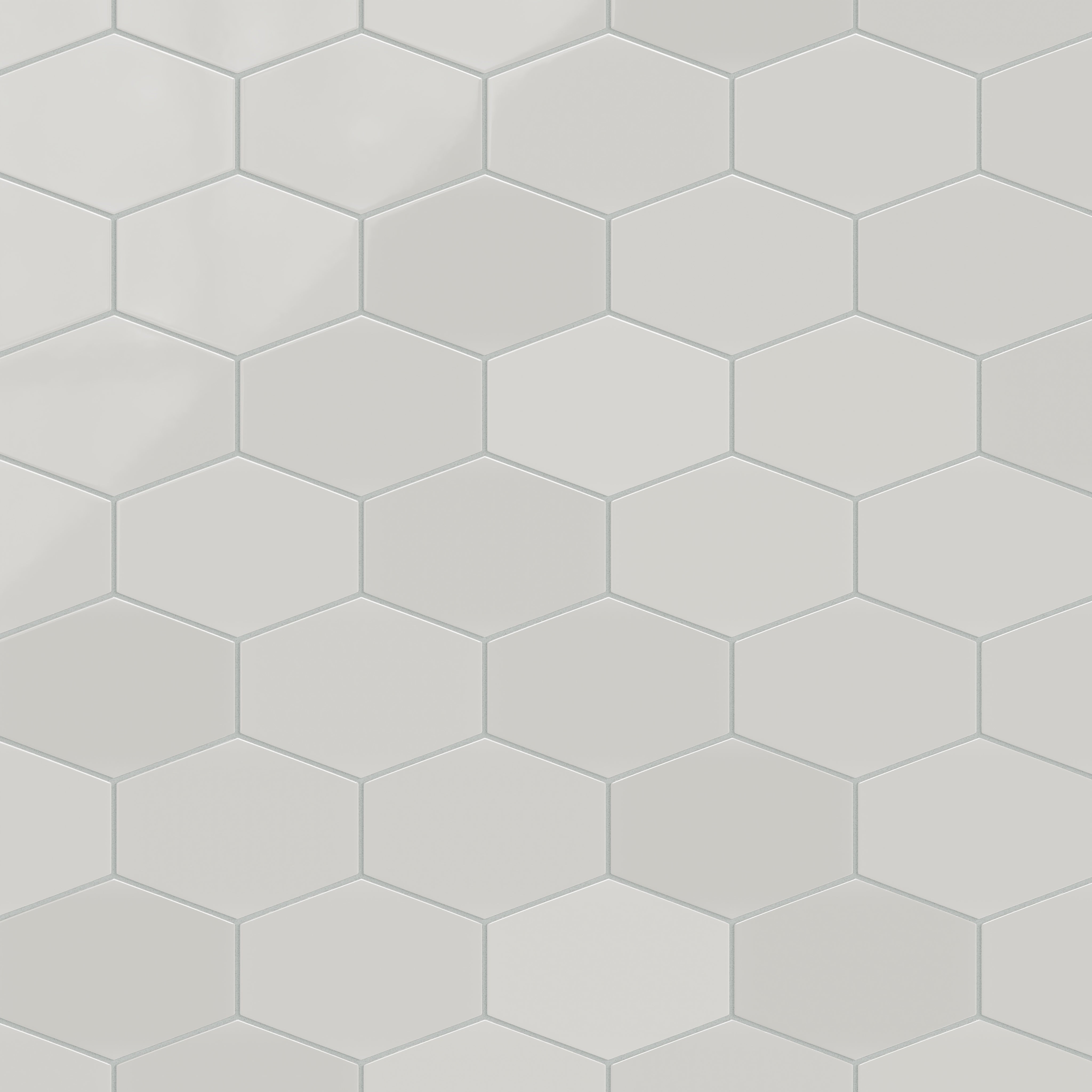 Elongated Hexagon Natural Press Ceramic Tile in Cloud Cover Gloss