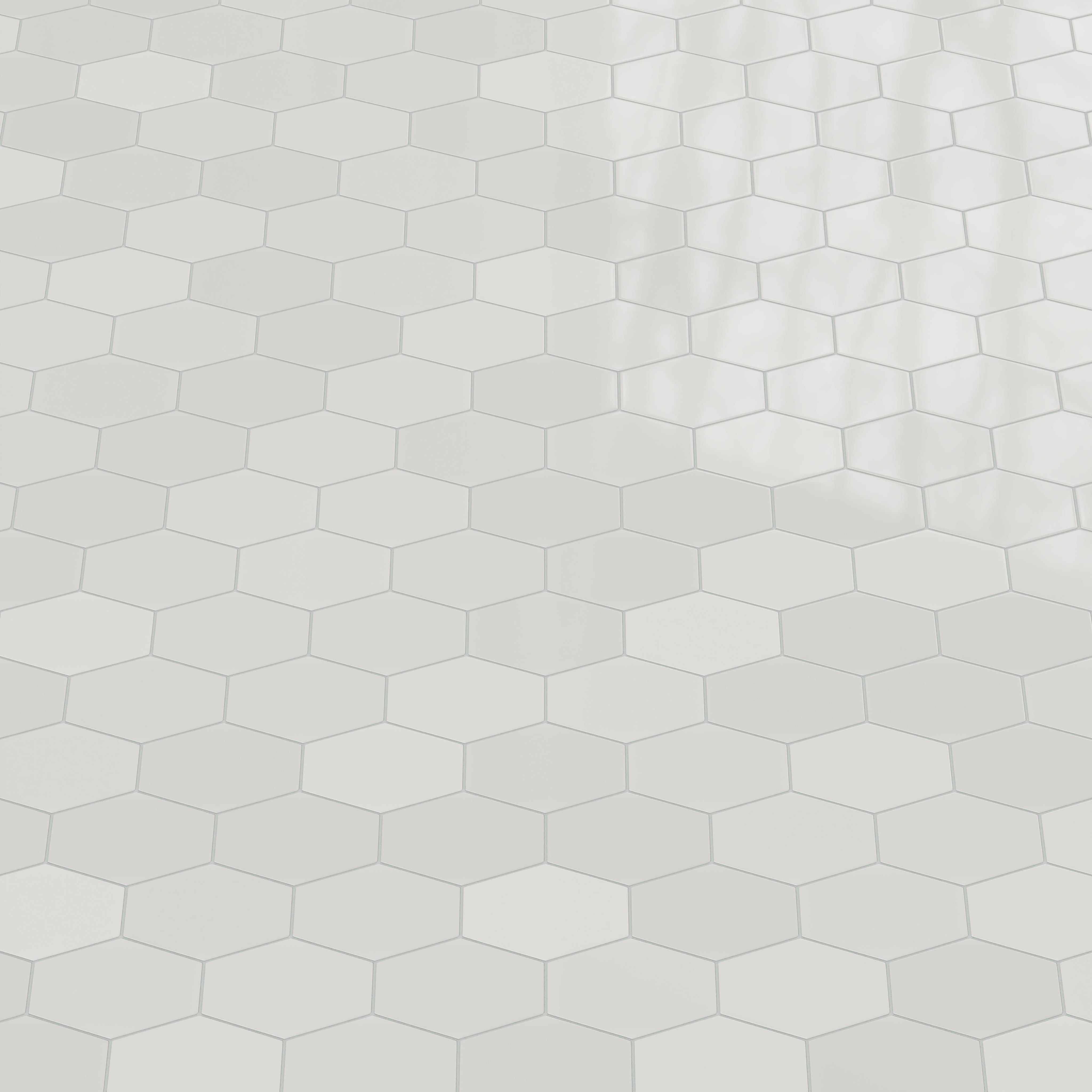 Elongated Hexagon Natural Press Ceramic Tile in Cloud Cover Gloss