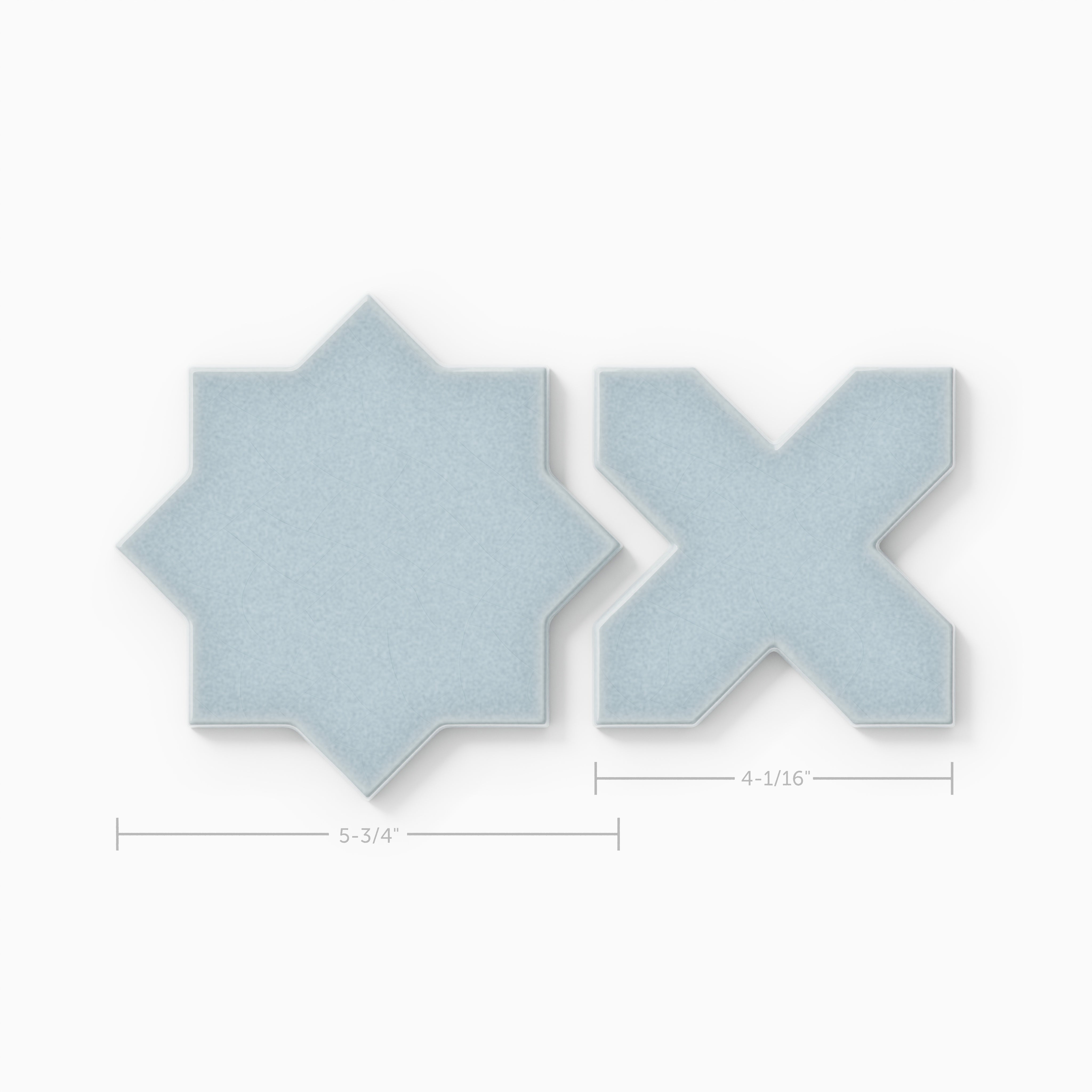 Mini Star & Cross Original Ceramic Tile in Caribbean Sea Gloss