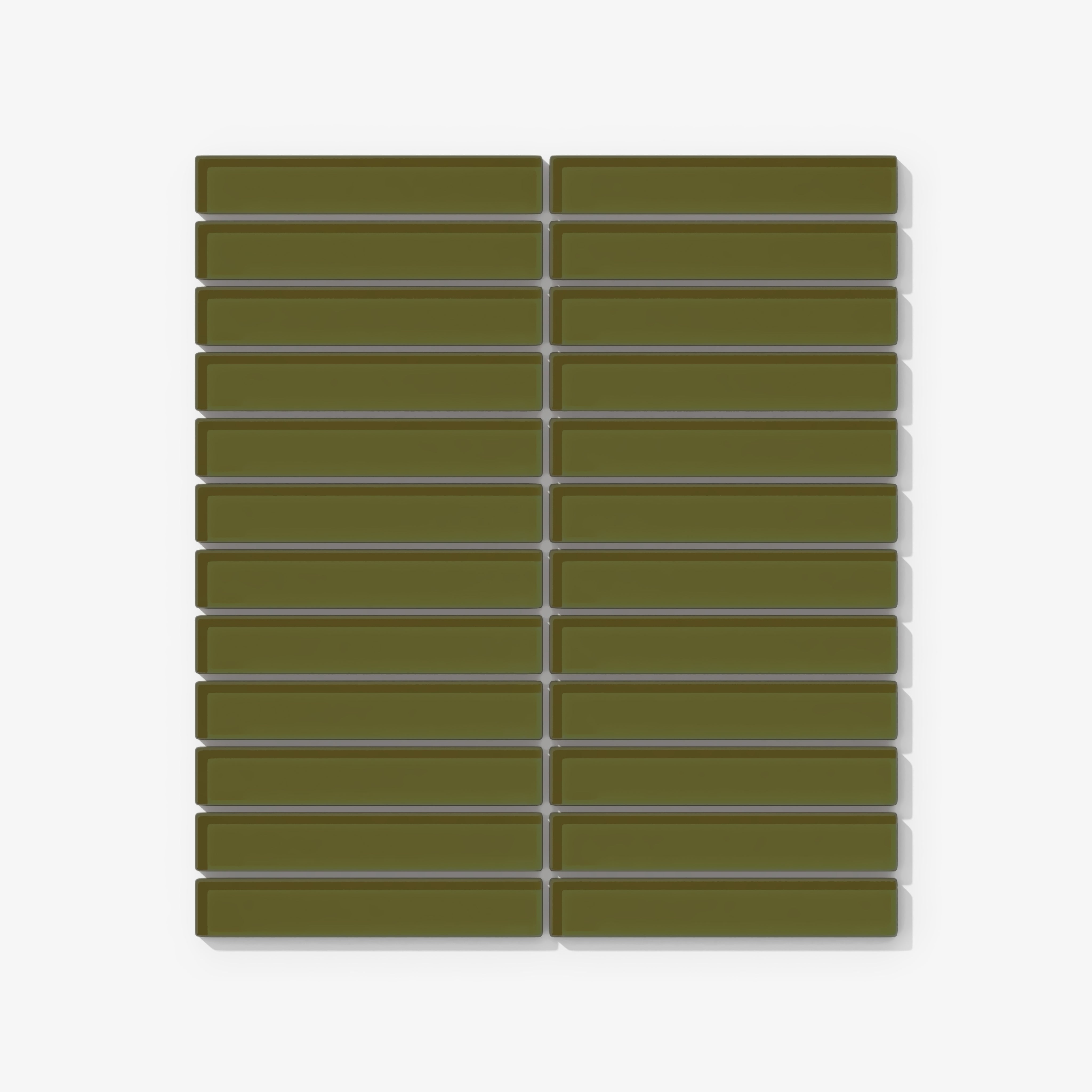 1x6 Straight Set Sheeted Glass Mosaic Tile in Cormorant Gloss