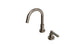 Flatiron One Handle Deck Mount Short Gooseneck Lavatory Faucet with Linear Lever Handle in Antique Nickel