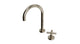 Contour One Handle Deck Mount Gooseneck Lavatory Faucet with Soft Cross Handle in Polished Nickel