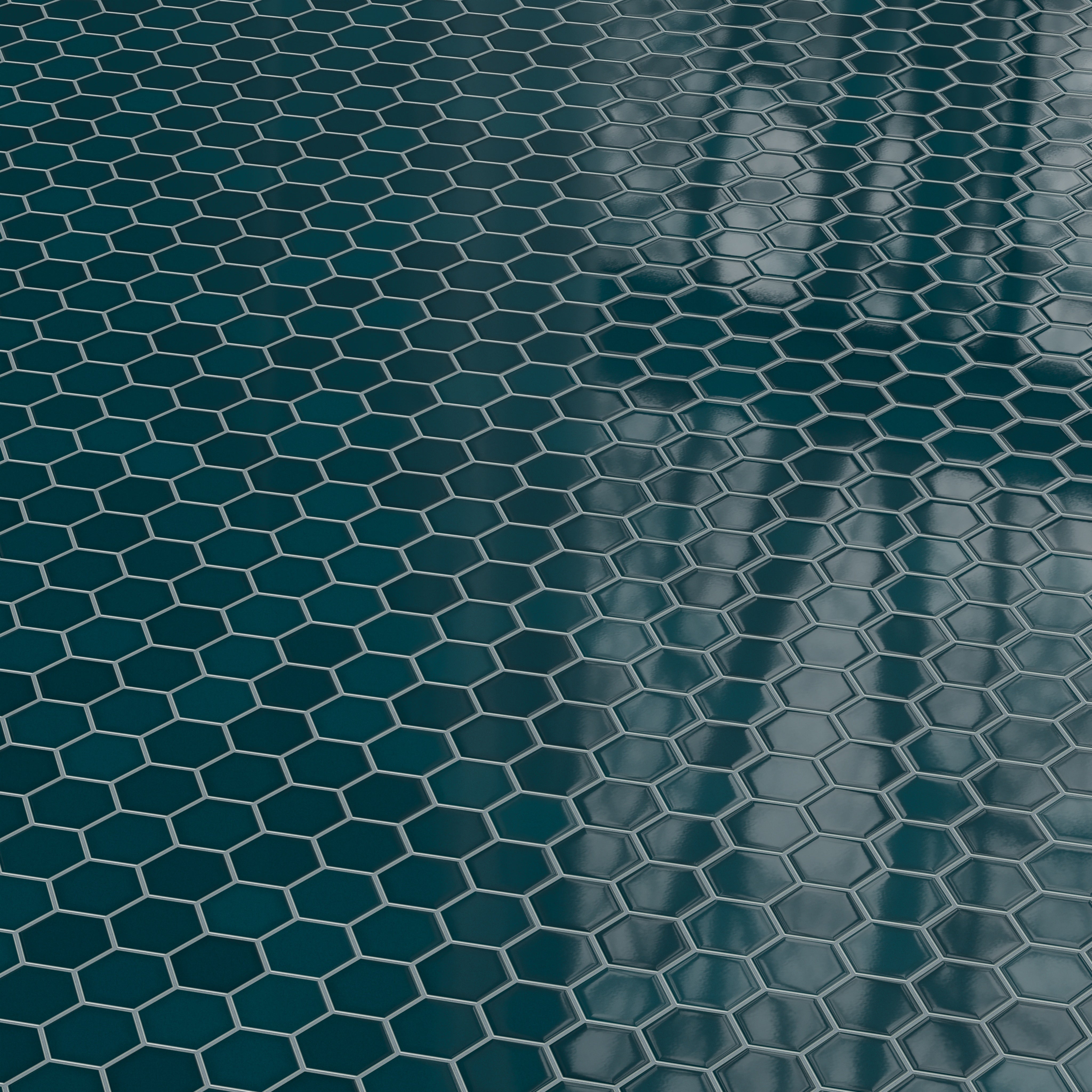 4" Hexagon Original Ceramic Tile in Caspian Sea Gloss