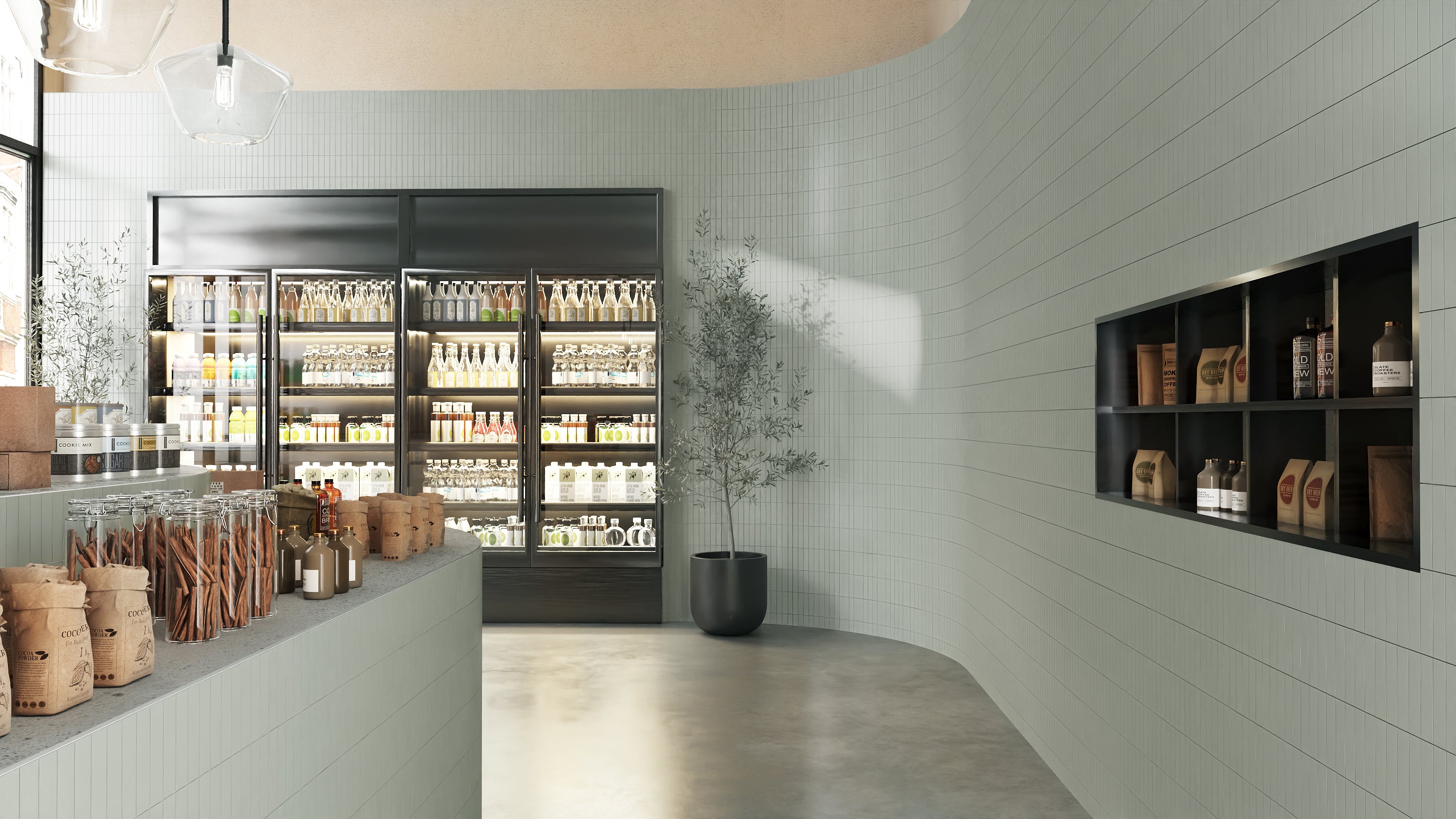 2x8 Natural Press Ceramic Tile in Terre Verte Matte