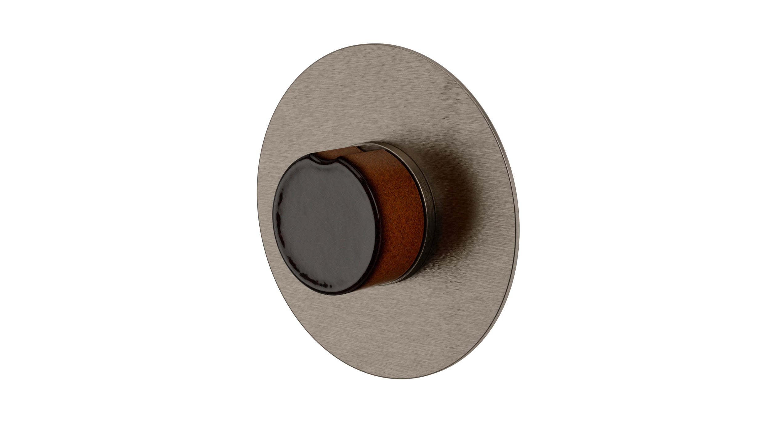Foundry One Handle Wall Mount Shower Trim with Groove Ceramic Knob Handle in Antique Nickel
