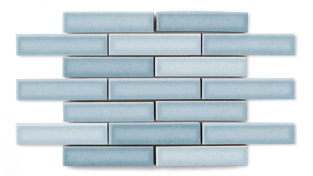 1x4 Half Offset Sheeted Original Ceramic Mosaic Tile in Crater Lake Gloss