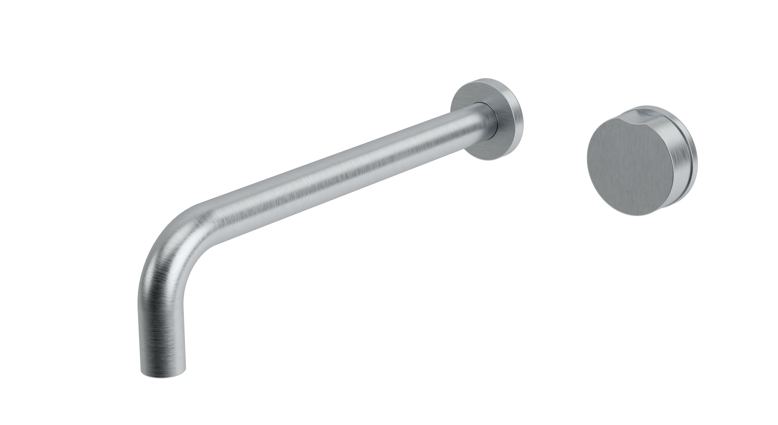Foundry One Handle Wall Mount 12" Lavatory Faucet with Barrel Knob Handle in Satin Chrome