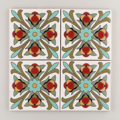 6x6 Handpainted Sample Santiago  in Warm Motif
