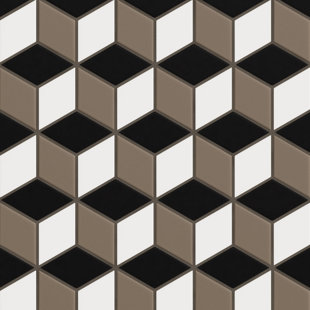 Raven, Cardamom & Calcite Escher Small Diamond Sheeted - Escher Matte ...