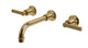 Emerson Two Handle Wall Mount 8.25" Lavatory Faucet with Classic Lever Handles in Uncoated Polished Brass