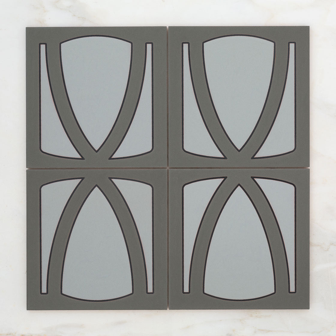 8x8 Handpainted Tile Los Angeles in Grey Motif