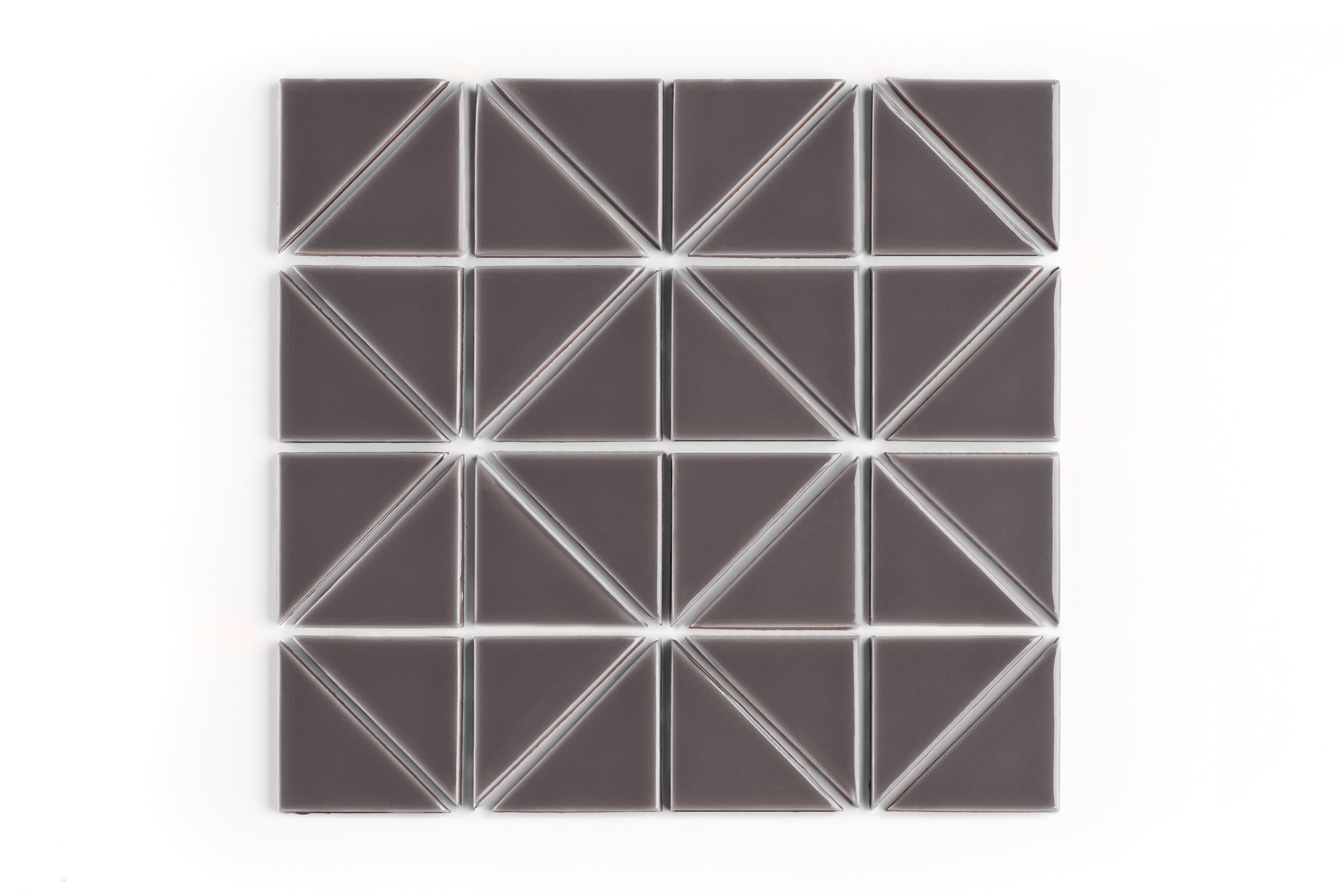 3" Triangle Sheeted - Quadrant Original Ceramic Mosaic Tile in Kalamata Gloss