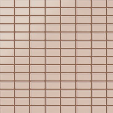 1x2 Straight Set Sheeted Glass Mosaic Tile in Rosy Finch Matte