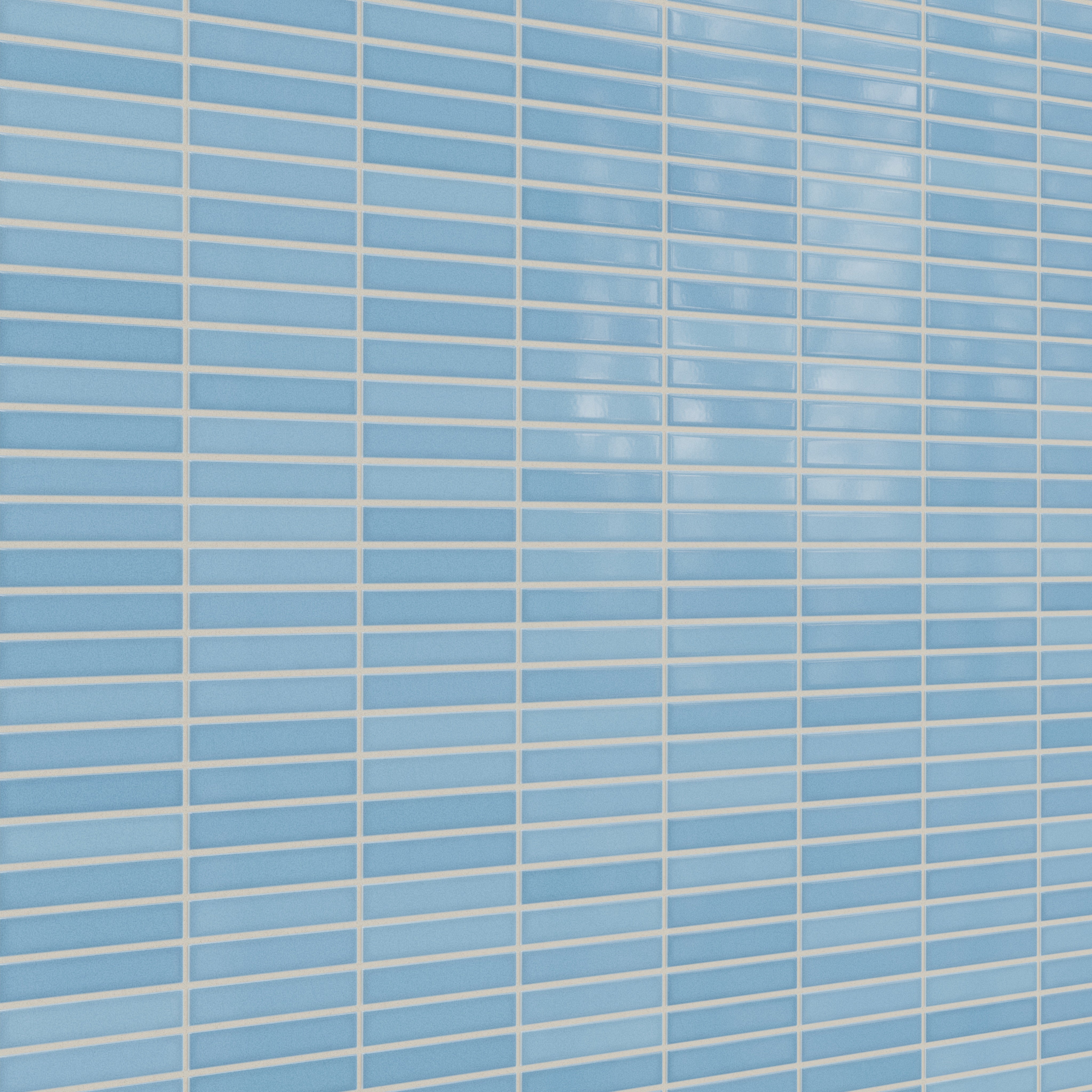 1x6 Straight Set Sheeted Original Ceramic Mosaic Tile in Caribbean Sea Gloss