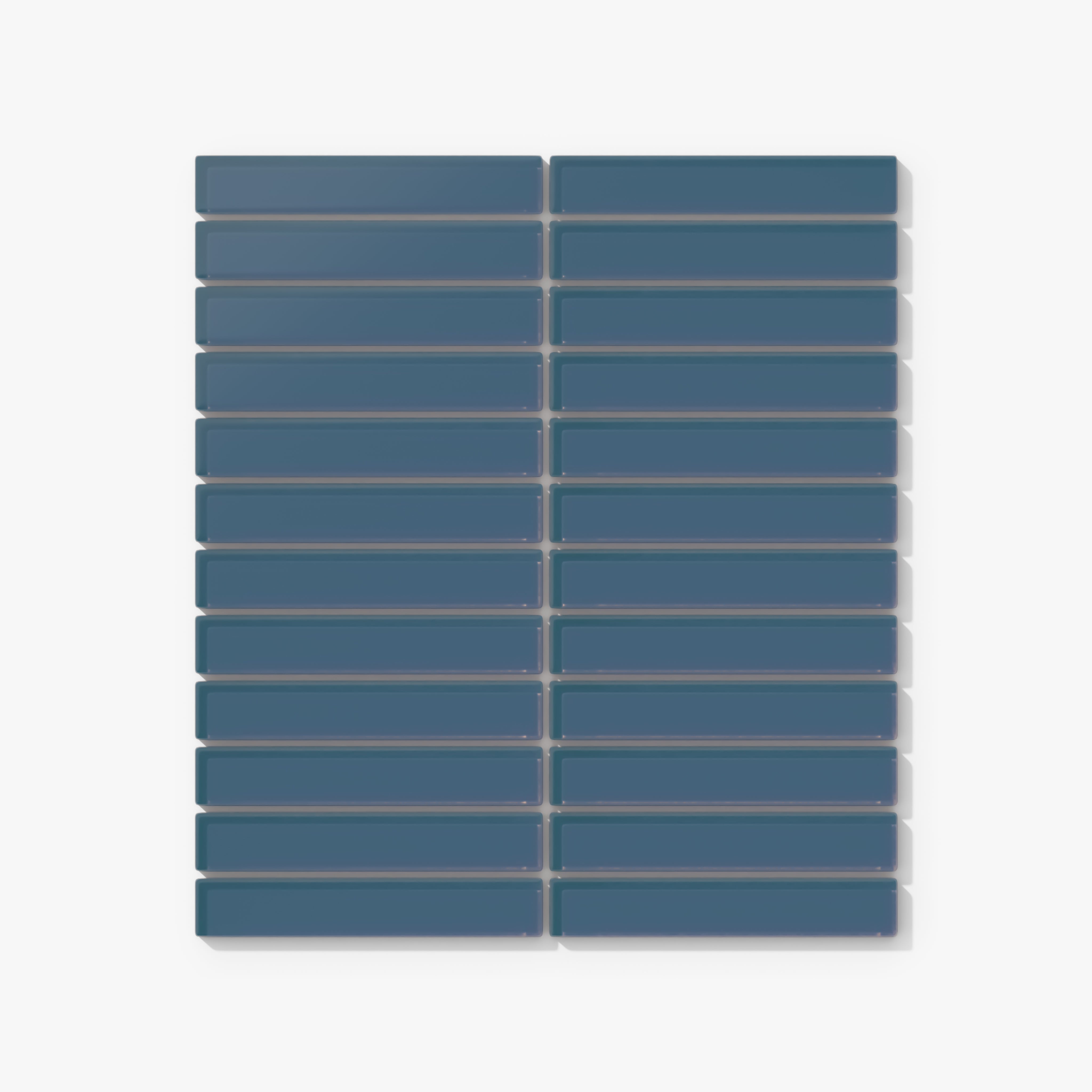 1x6 Straight Set Sheeted Glass Mosaic Tile in Blue Jay Matte