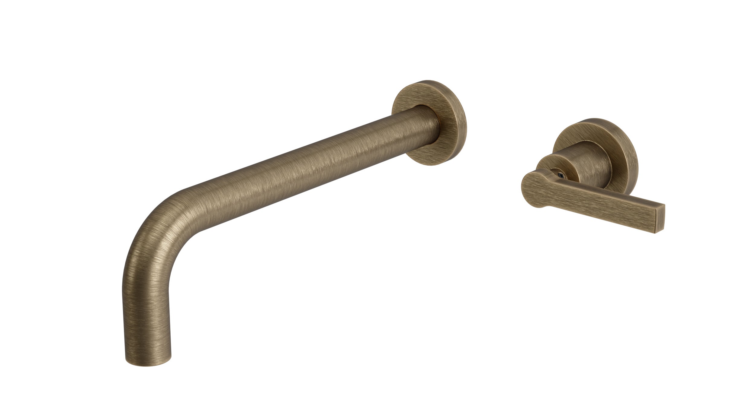 Flatiron One Handle Wall Mount 10" Lavatory Faucet with Linear Lever Handle in Antique Brass