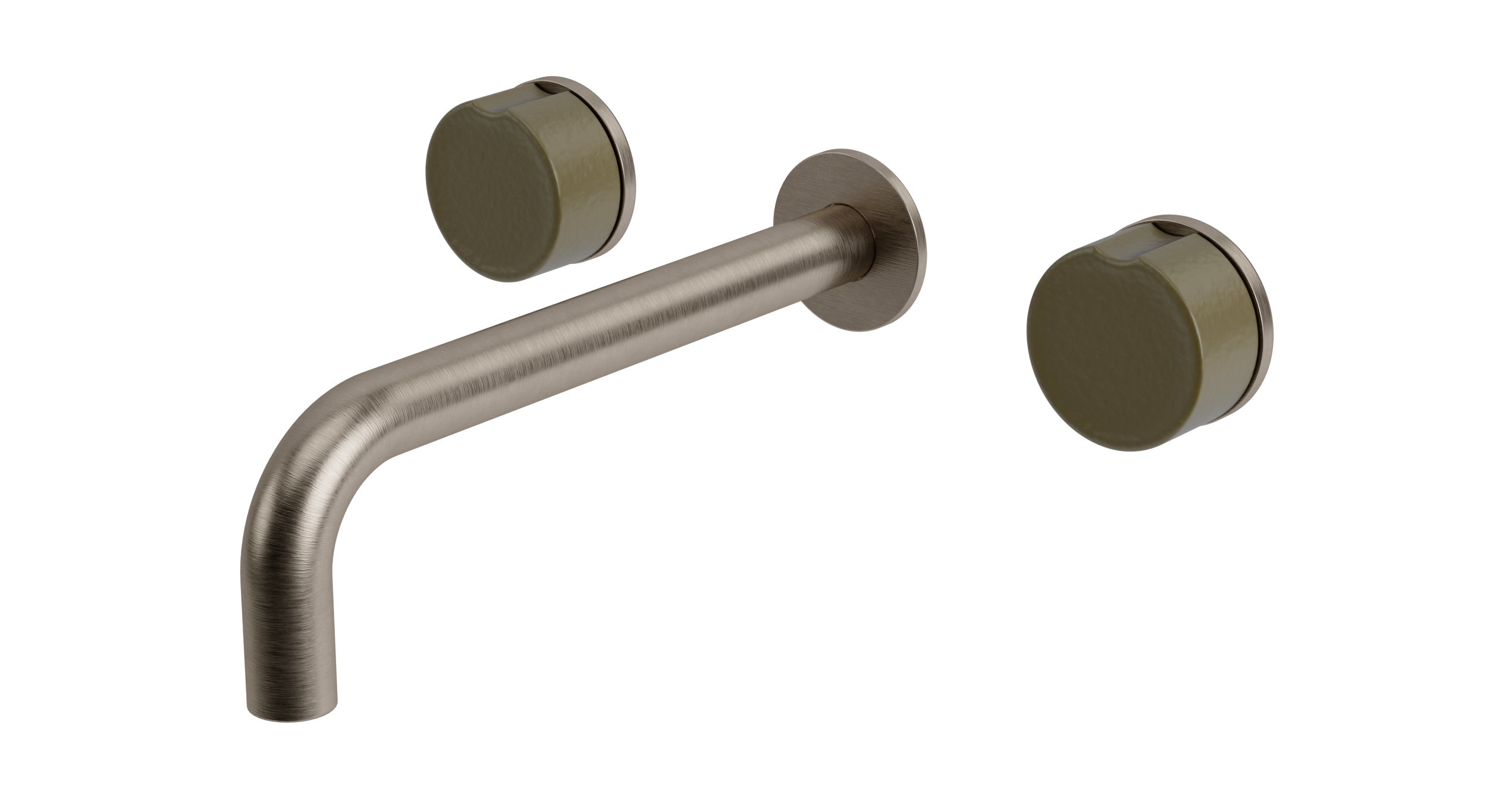 Foundry Two Handle Wall Mount 7.5" Lavatory Faucet with Groove Ceramic Knob Handles in Antique Nickel