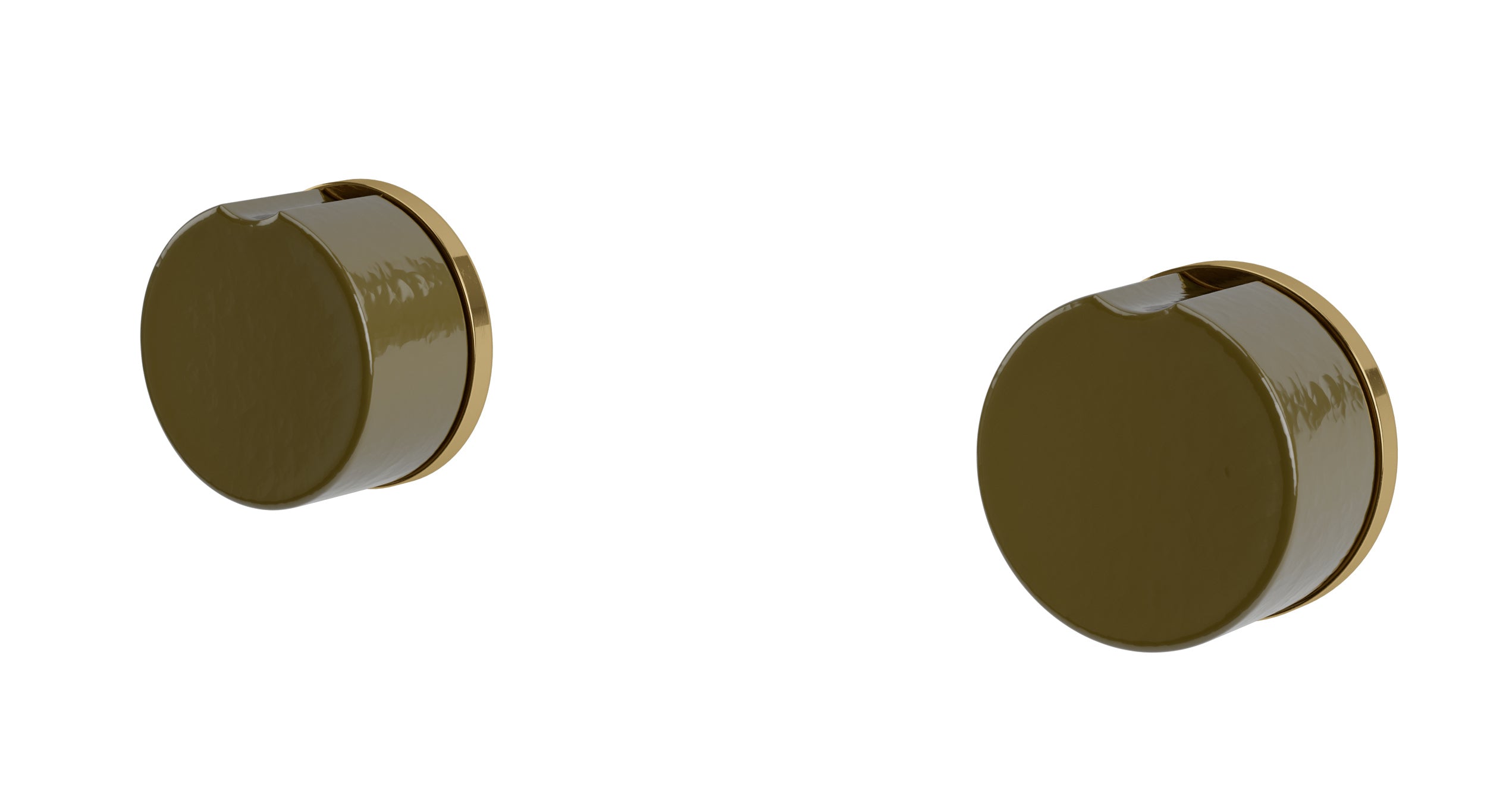 Foundry Two Handle Wall Mount Bath Trim with Groove Ceramic Knob Handles in Uncoated Polished Brass