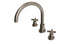 Flatiron Two Handle Deck Mount Gooseneck Bath Trim with Linear Cross Handles in Antique Nickel