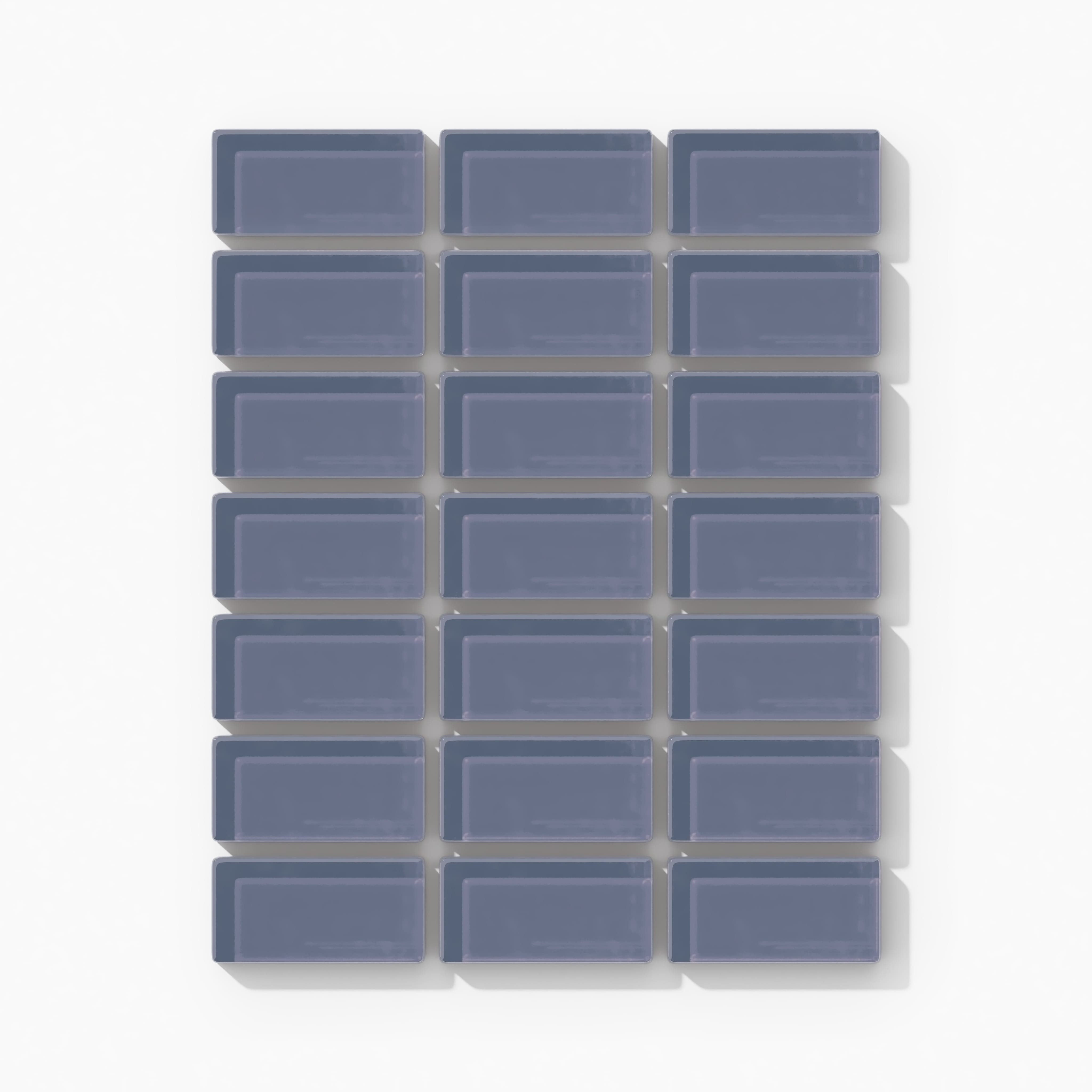 1x2 Straight Set Sheeted Glass Mosaic Tile in Nuthatch Gloss