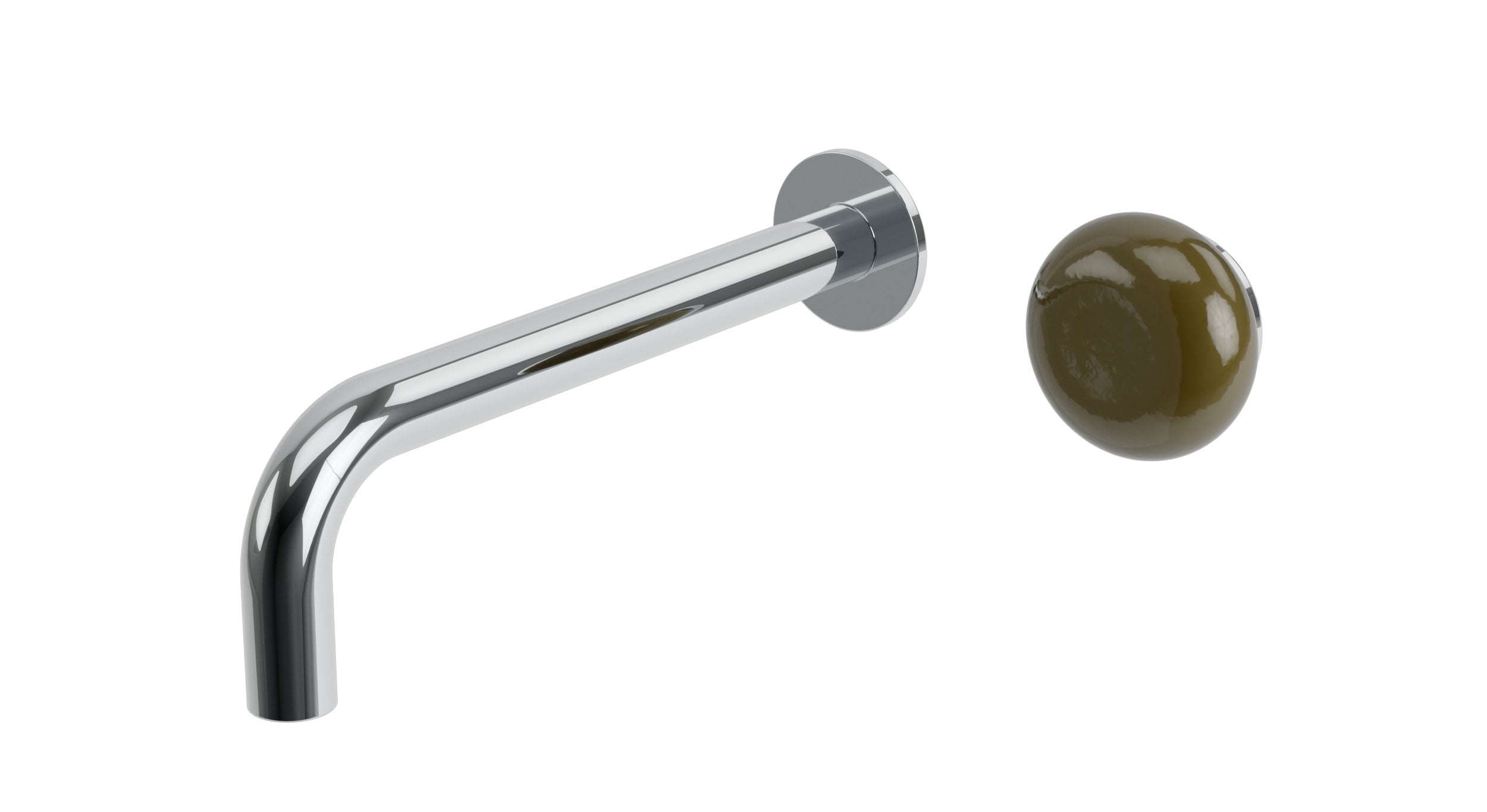 Foundry One Handle Wall Mount 7.5" Lavatory Faucet with Pebble Ceramic Knob Handle in Polished Chrome