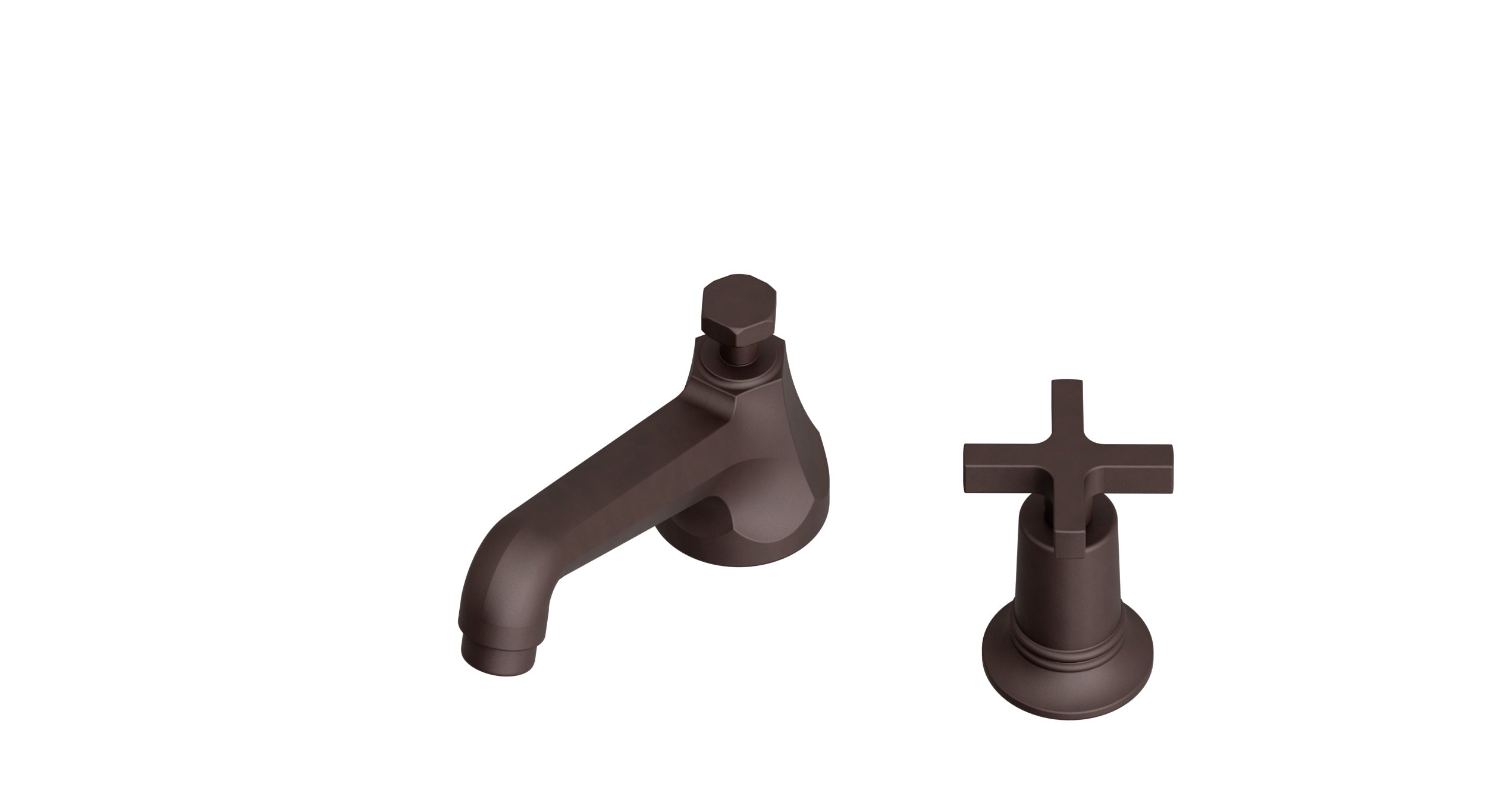 Emerson One Handle Deck Mount Low Hexagon Lavatory Faucet with Classic Cross Handle in Architectural Copper
