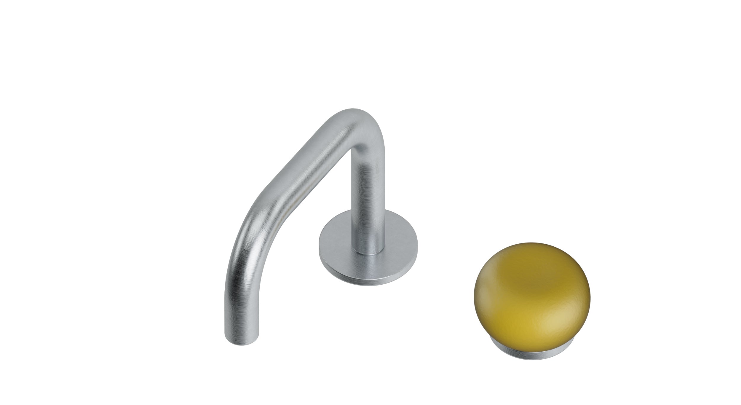 Foundry One Handle Deck Mount Squaretop Lavatory Faucet with Pebble Ceramic Knob Handle in Satin Chrome