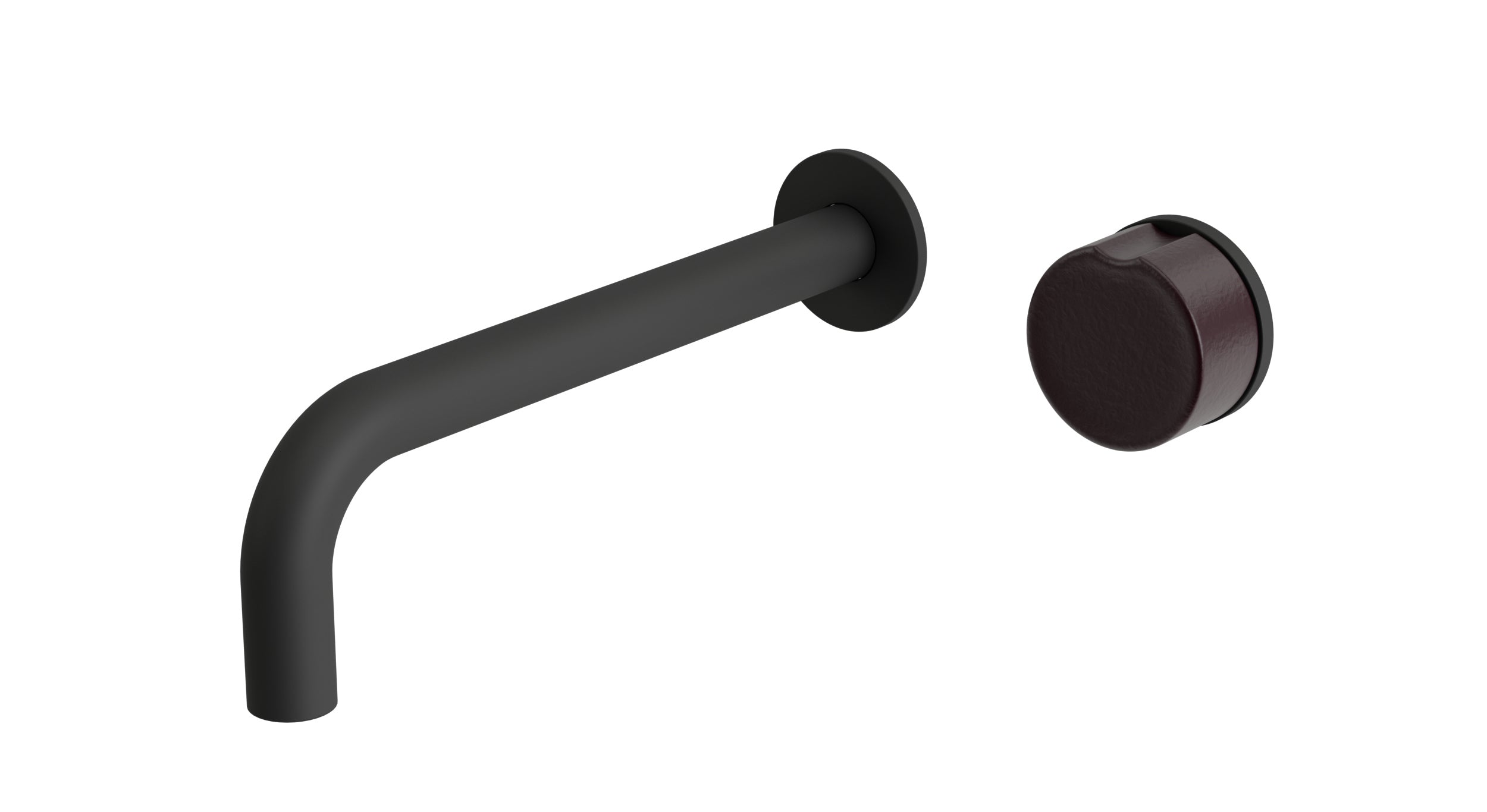 Foundry One Handle Wall Mount 7.5" Lavatory Faucet with Groove Ceramic Knob Handle in Matte Black