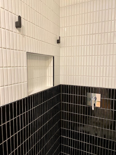 1x4 Straight Set Sheeted Original Ceramic Mosaic Tile in Raven Matte
