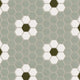 2" Hexagon Double Daisy Sheeted Original Ceramic Tile in Rosemary Matte, Calcite Matte & Bonsai Matte