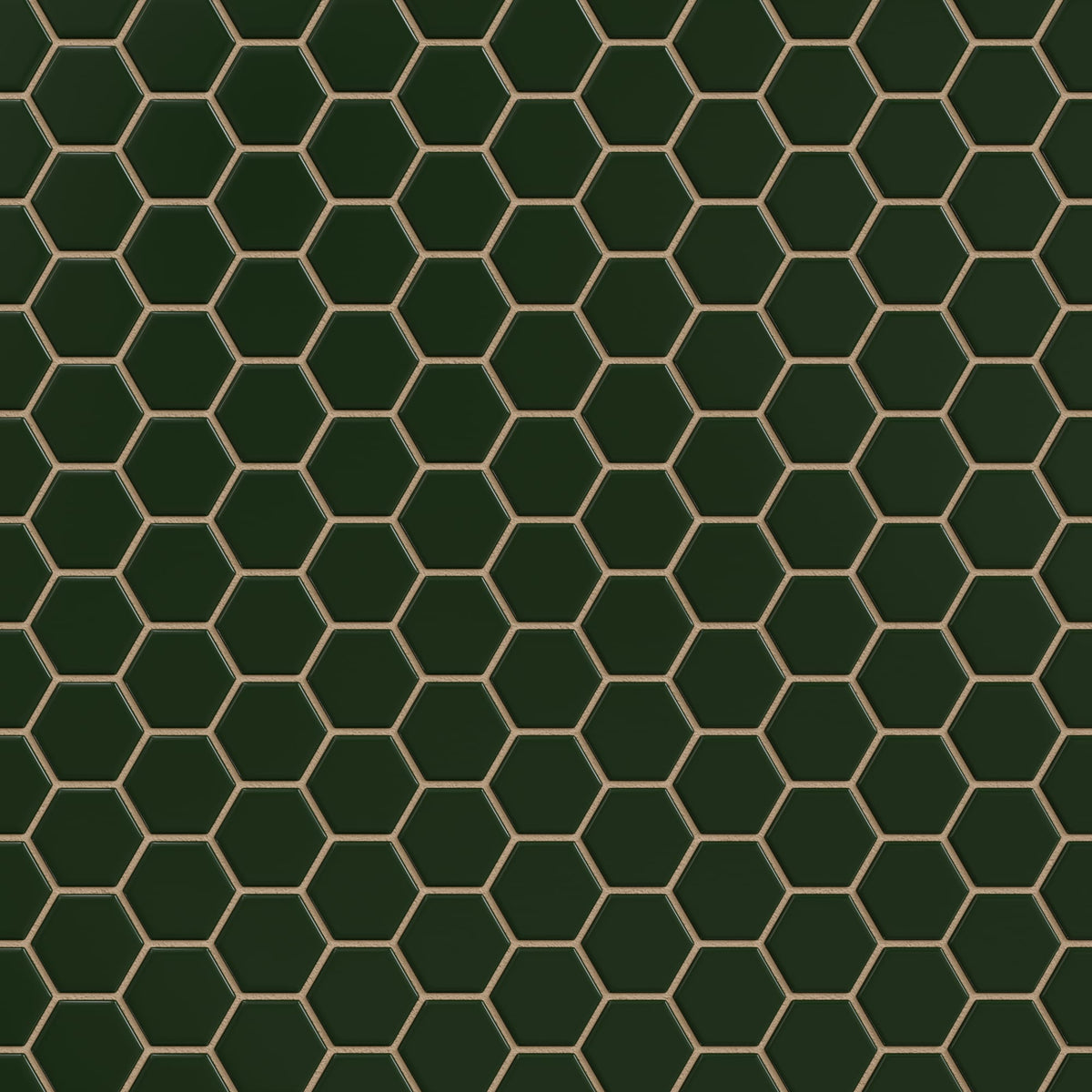 1" Hexagon Sheeted Original Ceramic Mosaic Tile in Hunter Green Gloss