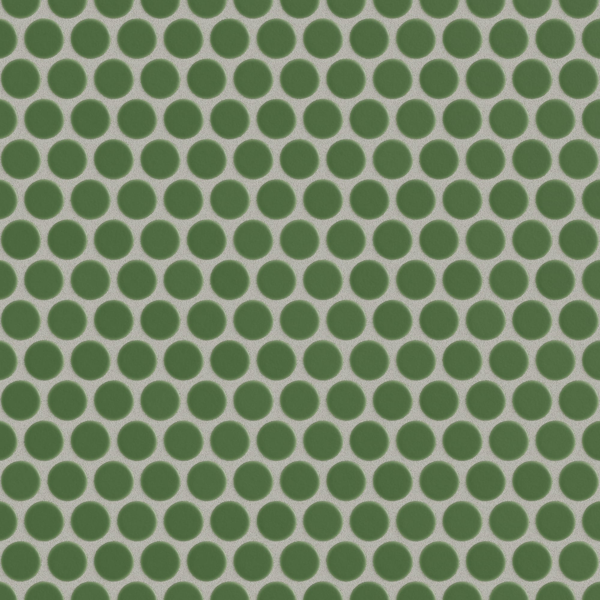 Penny Round Sheeted Original Ceramic Mosaic Tile in Kelp Matte