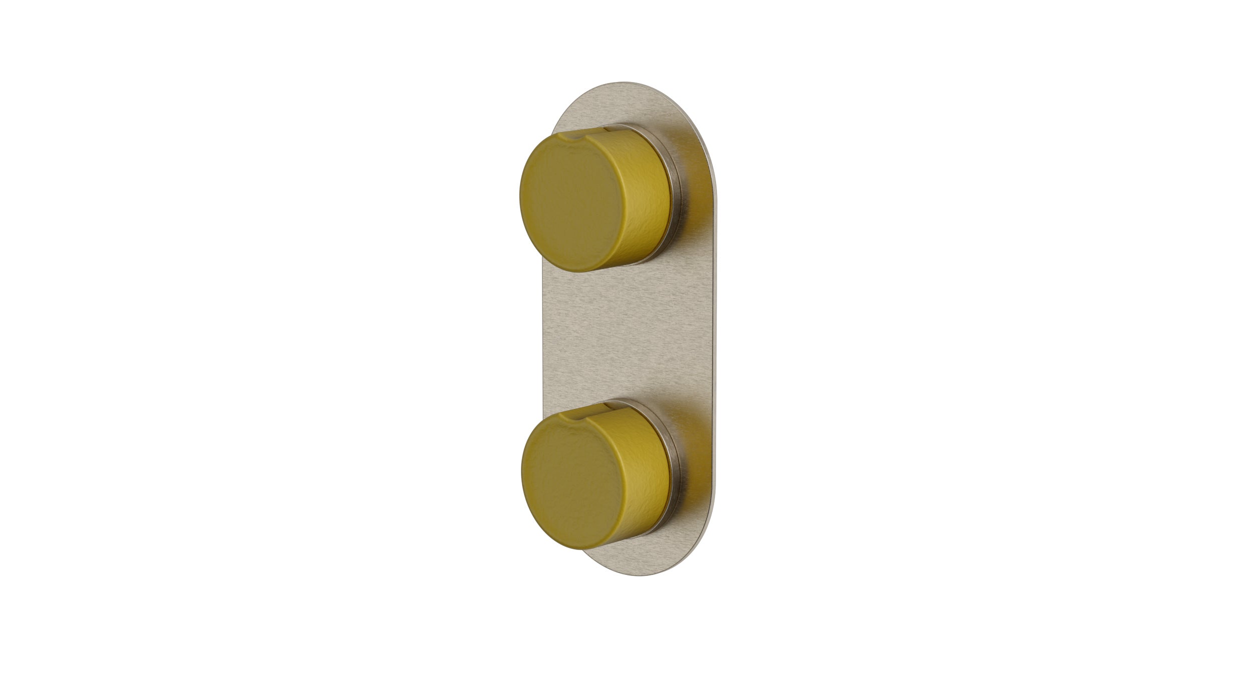 Foundry Two Handle Wall Mount Shower Trim with Groove Ceramic Knob Handles in Satin Nickel