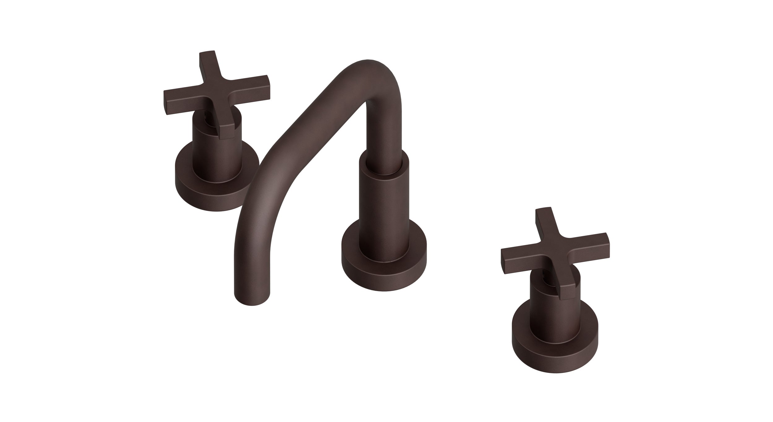 Flatiron Two Handle Deck Mount Squaretop Lavatory Faucet with Linear Cross Handles in Architectural Copper