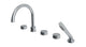 Foundry Three Handle Deck Mount Gooseneck Bath Trim with Hand Shower and Circle Knob Handles in Satin Chrome