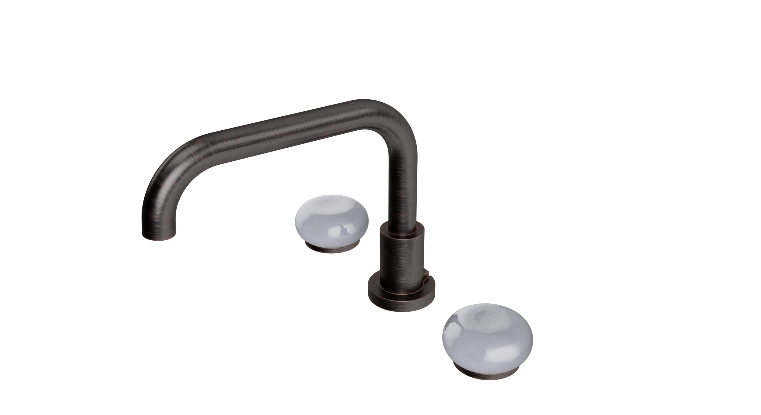 Foundry Two Handle Deck Mount Squaretop Bath Trim with Pebble Ceramic Knob Handles in Antique Bronze
