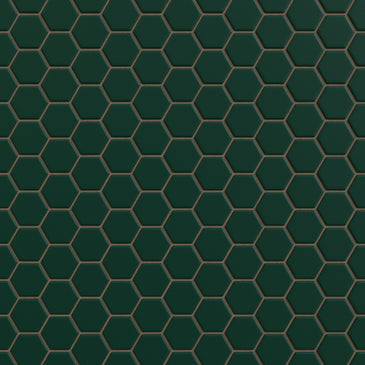 1" Hexagon Sheeted Original Ceramic Mosaic Tile in Evergreen Matte