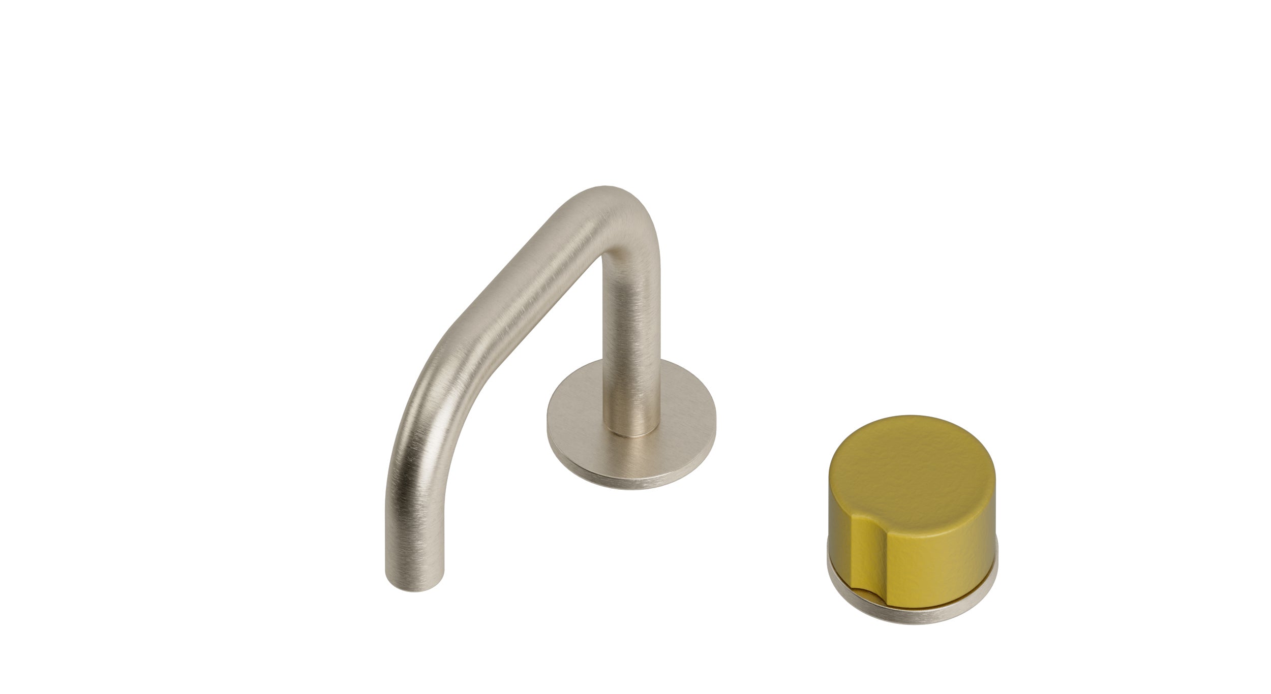 Foundry One Handle Deck Mount Squaretop Lavatory Faucet with Groove Ceramic Knob Handle in Satin Nickel