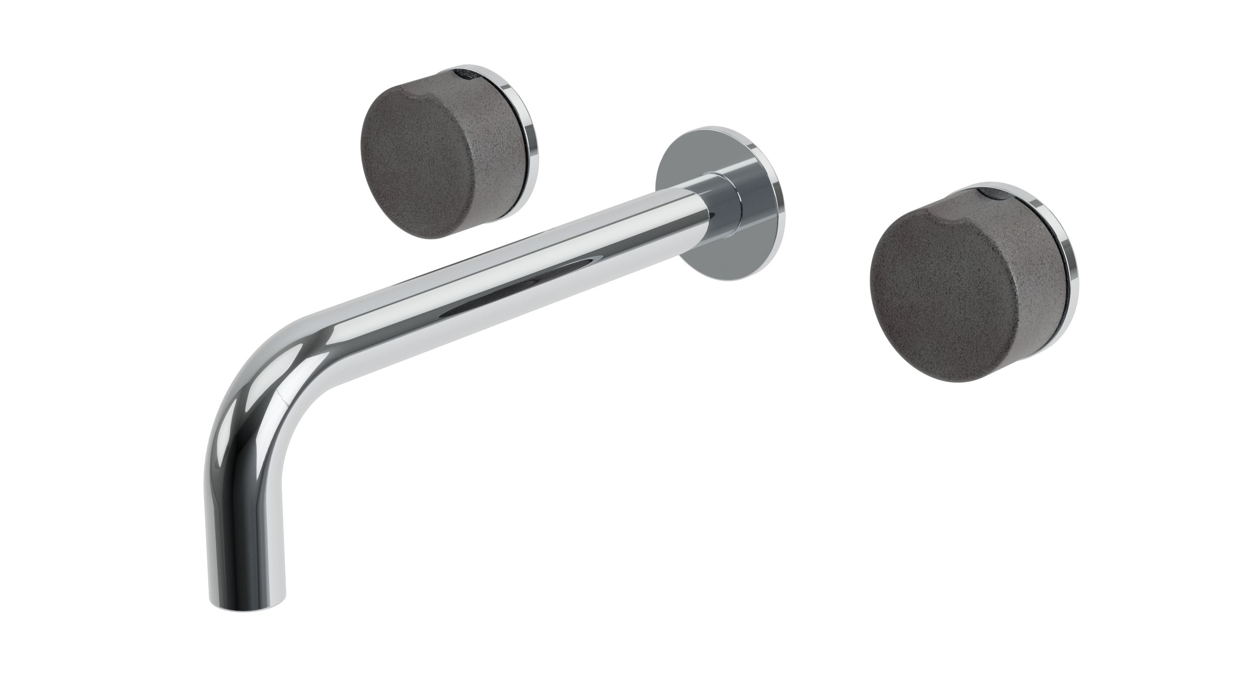 Foundry Two Handle Wall Mount 7.5" Lavatory Faucet with Groove Ceramic Knob Handles in Polished Chrome