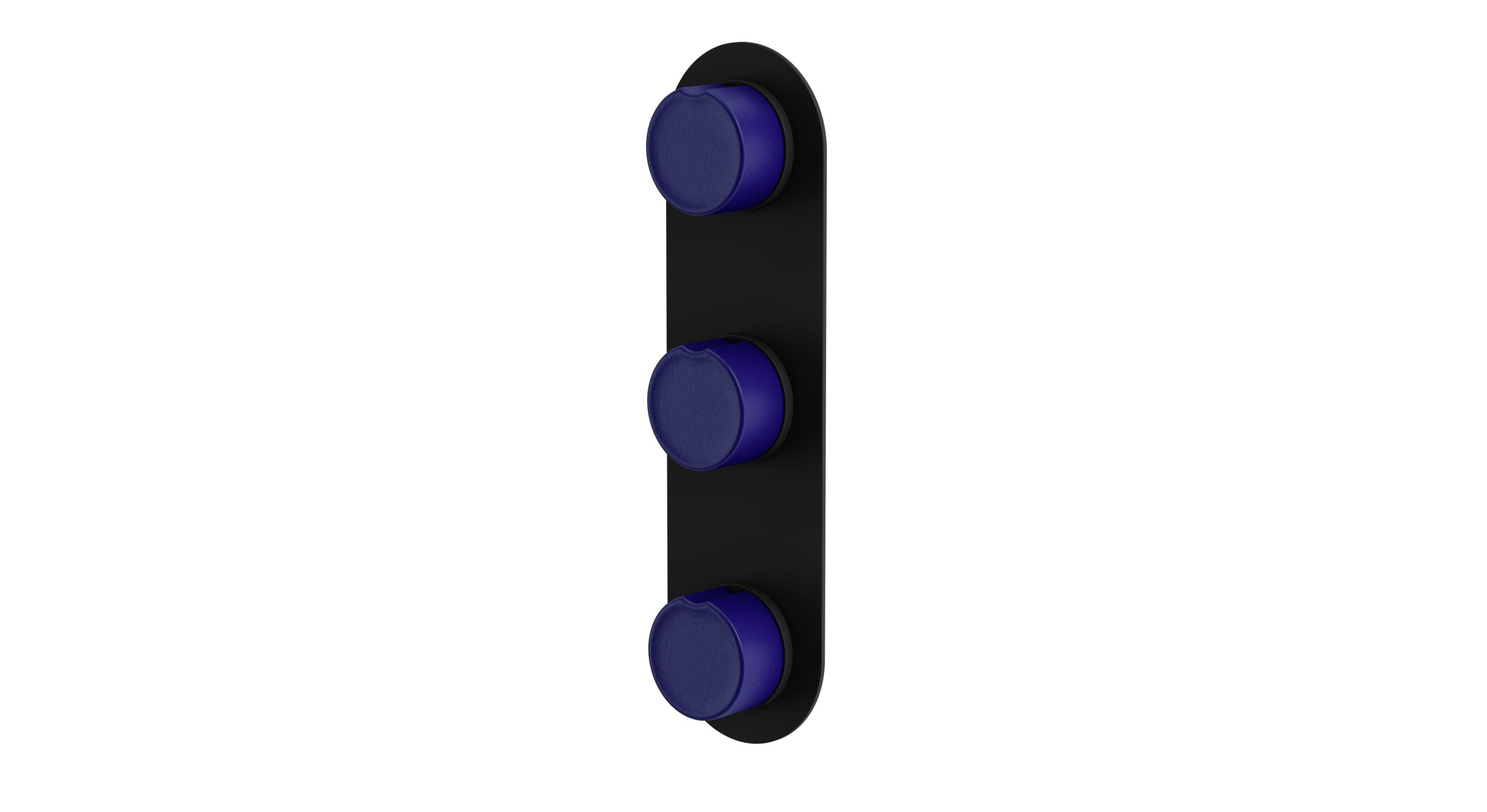 Foundry Three Handle Wall Mount Shower Trim with Groove Ceramic Knob Handles in Matte Black