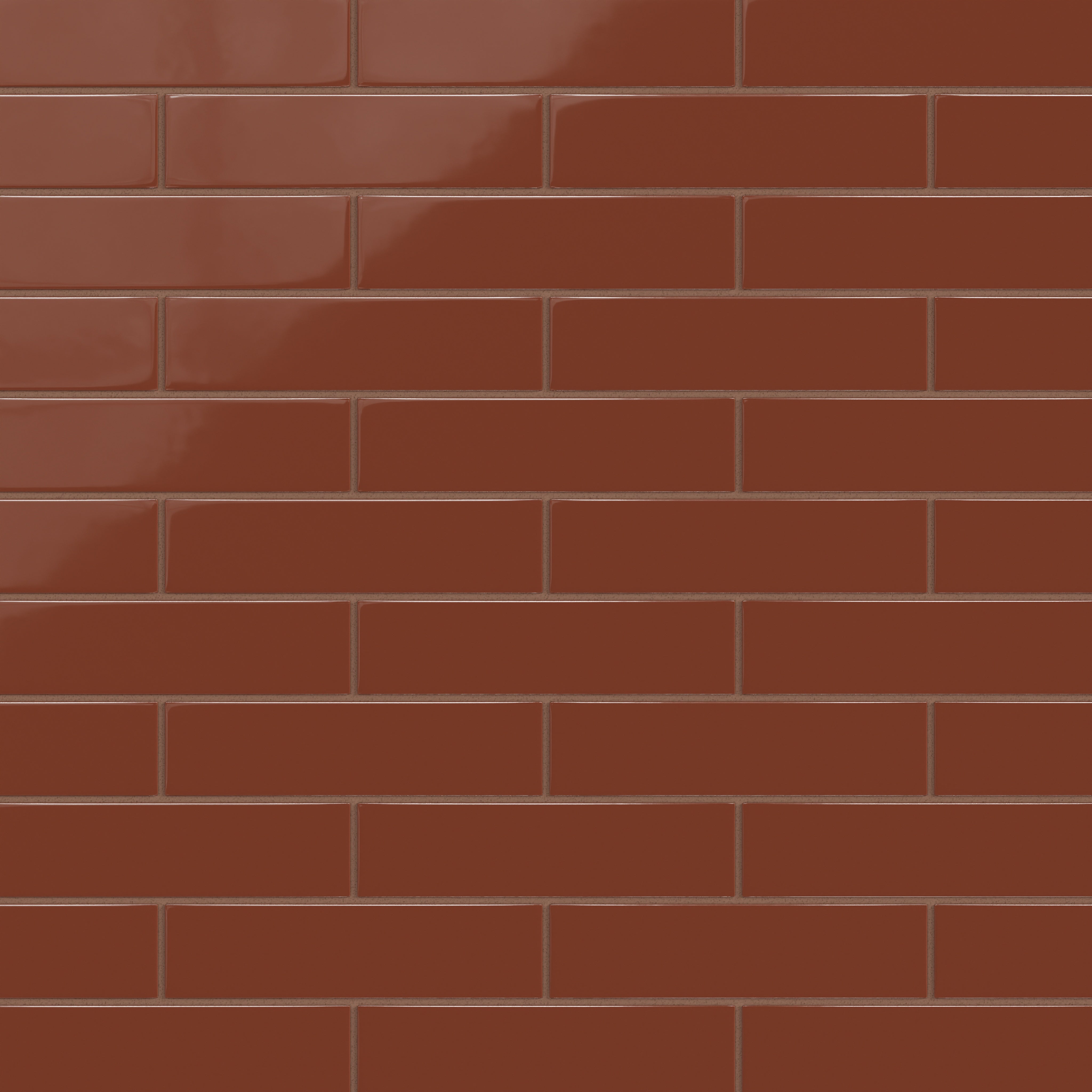 2x8 Natural Press Ceramic Tile in Red Iron Oxide Gloss