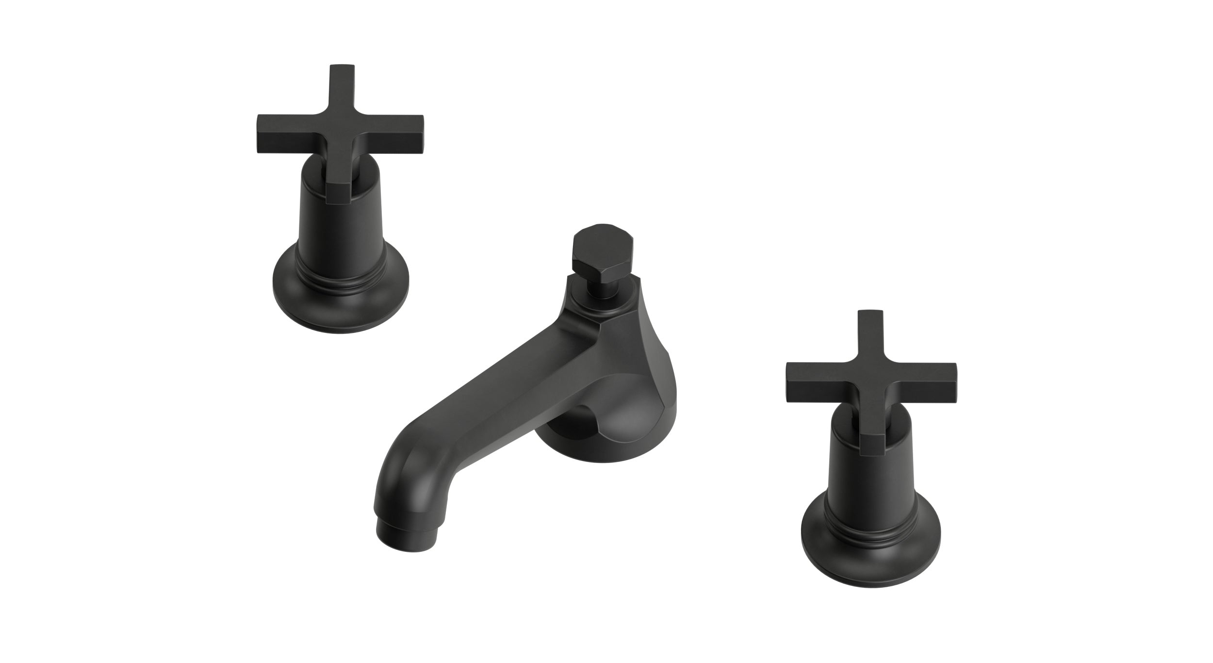 Emerson Two Handle Deck Mount Low Hexagon Lavatory Faucet with Classic Cross Handles in Oil Rubbed Bronze